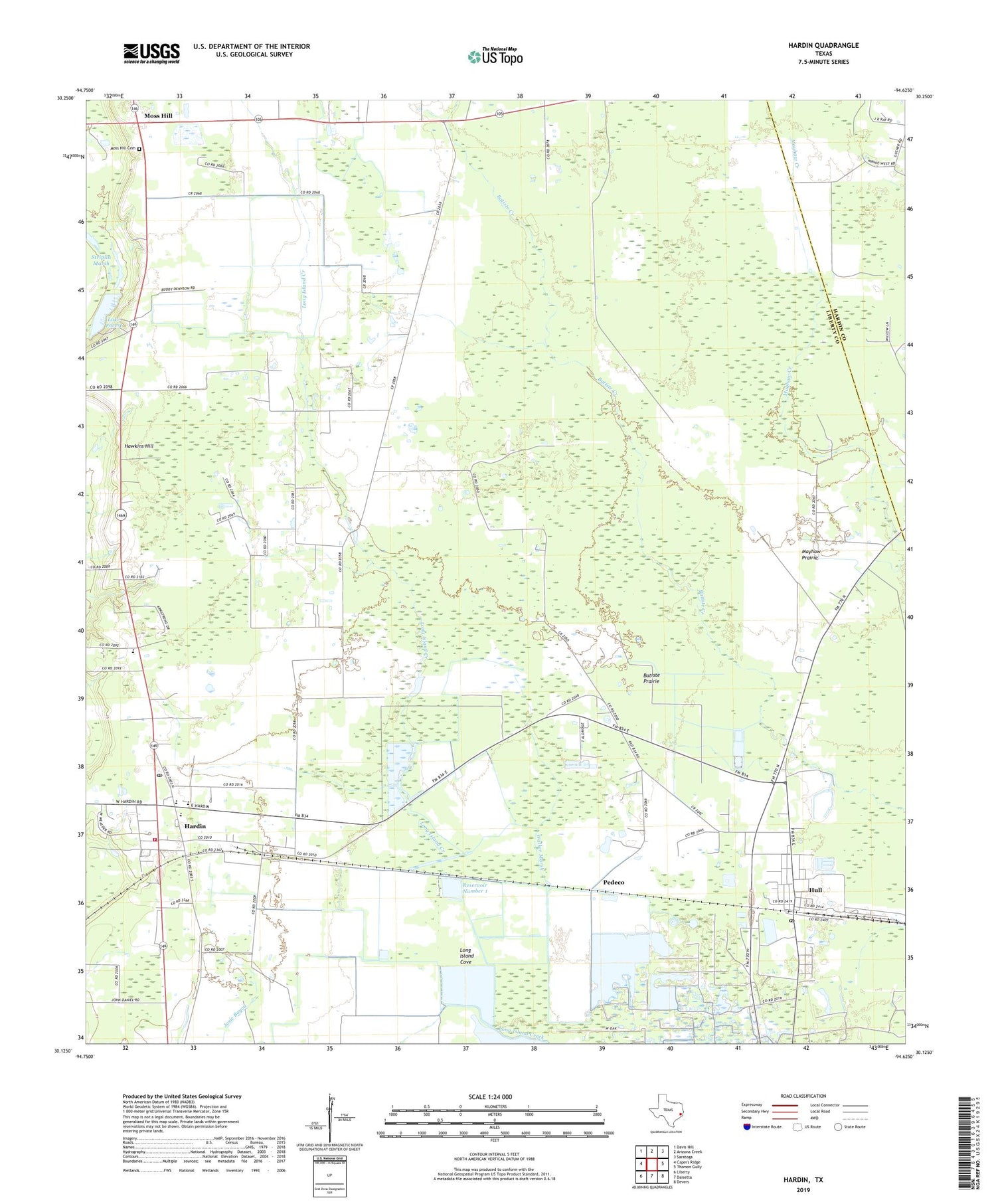 Hardin Texas US Topo Map Image