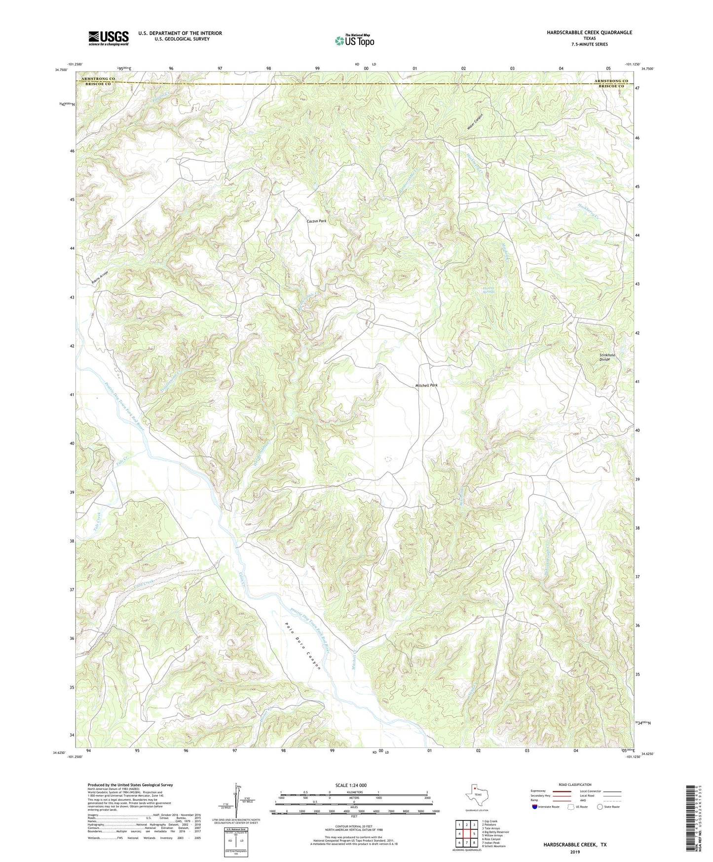 Hardscrabble Creek Texas US Topo Map Image