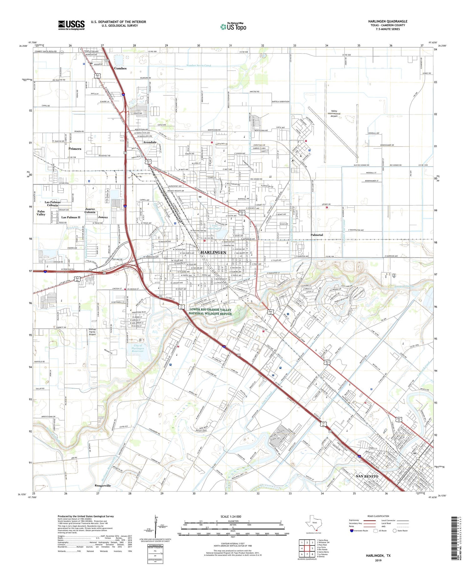 Harlingen Texas US Topo Map Image