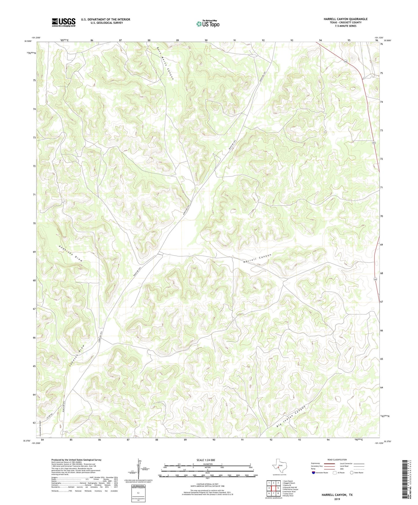 Harrell Canyon Texas US Topo Map Image