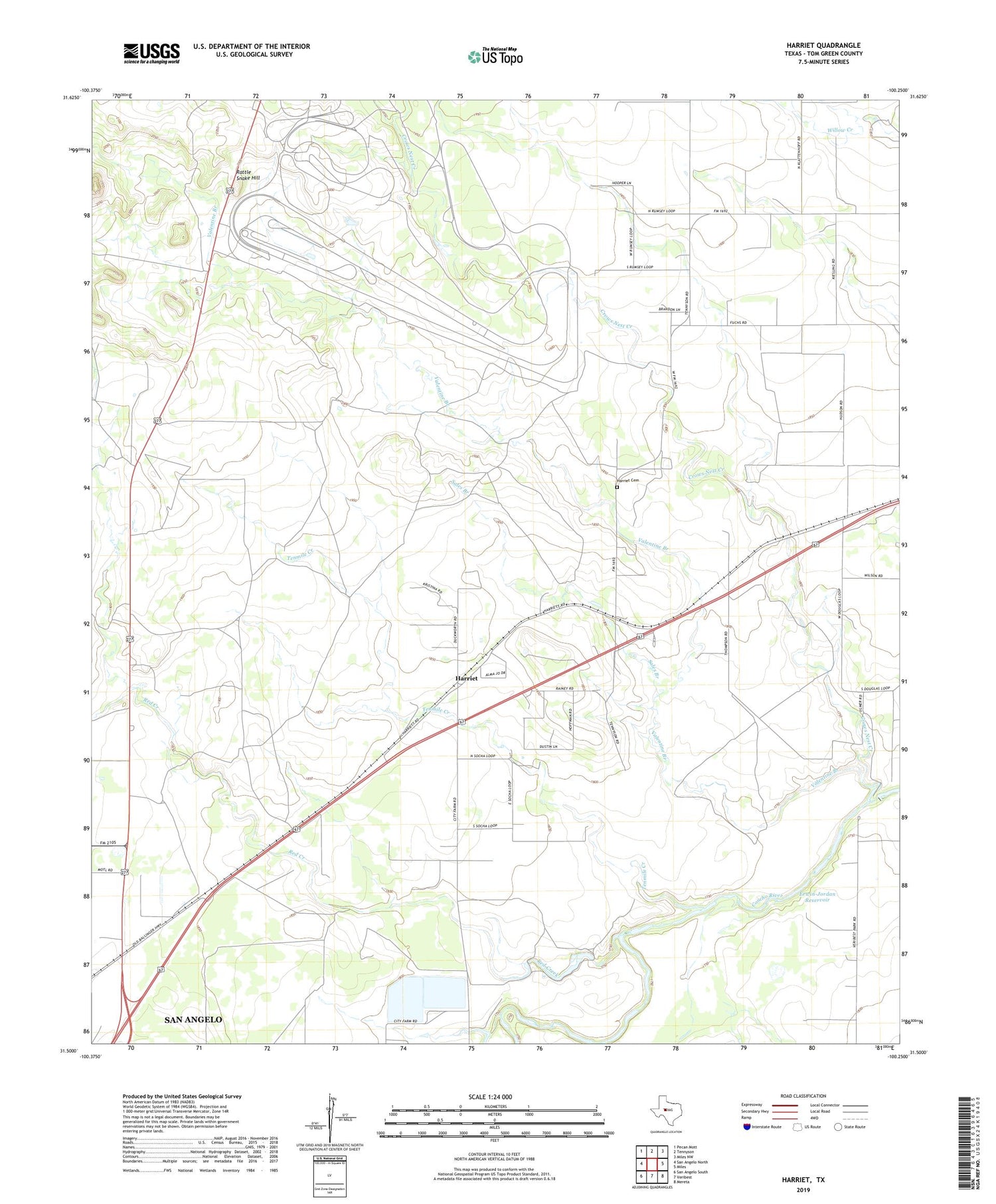 Harriet Texas US Topo Map Image