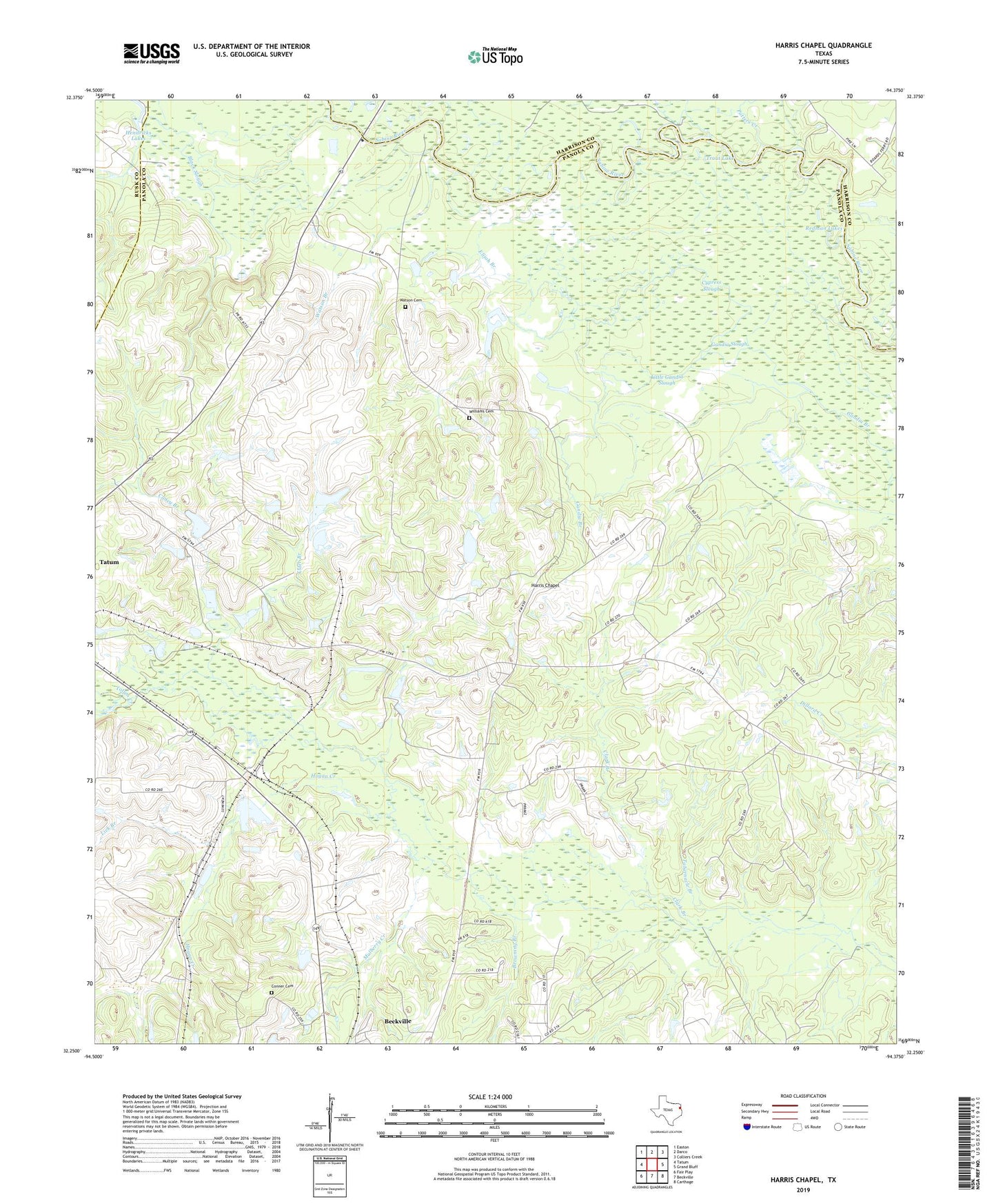 Harris Chapel Texas US Topo Map Image
