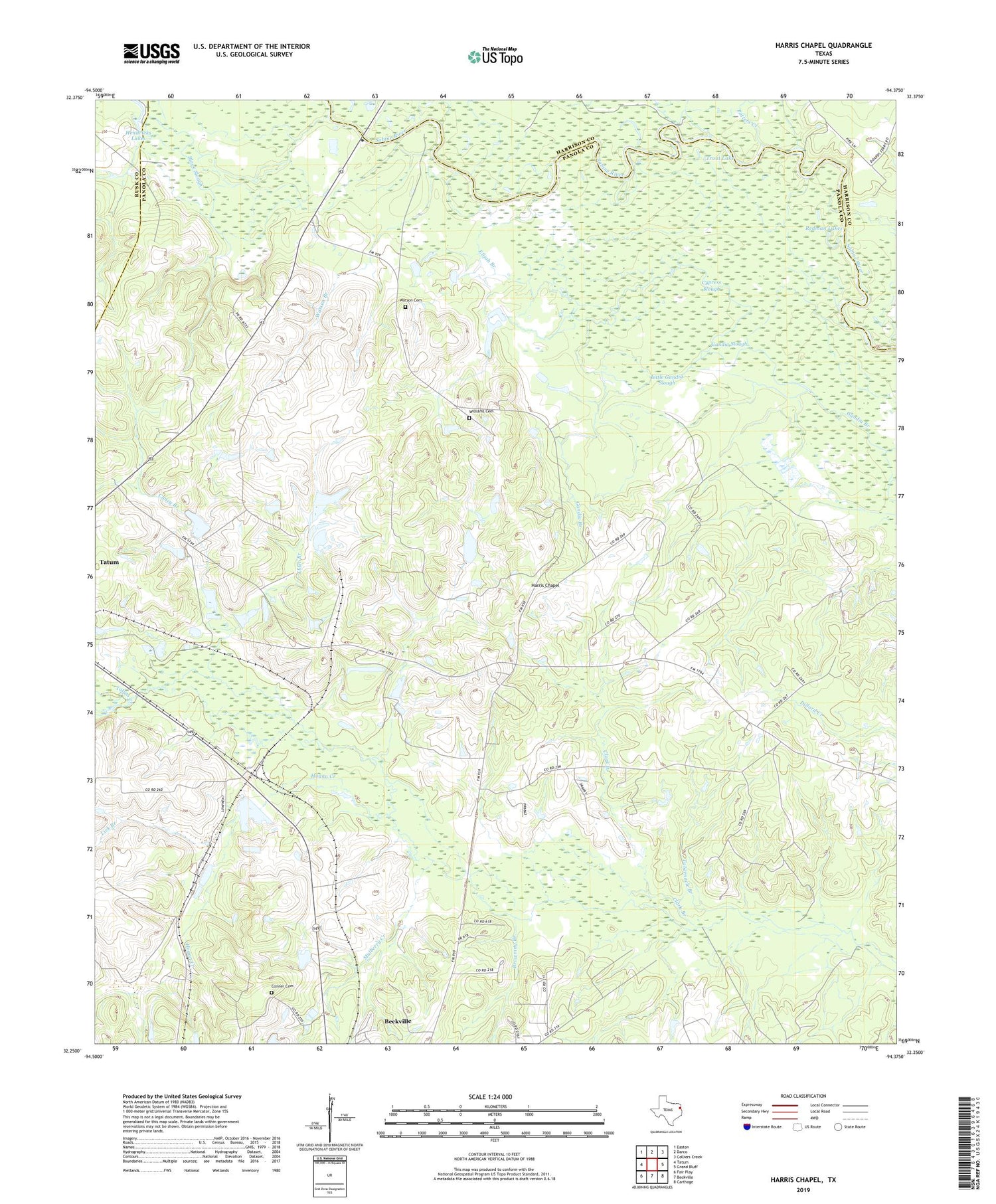Harris Chapel Texas US Topo Map Image