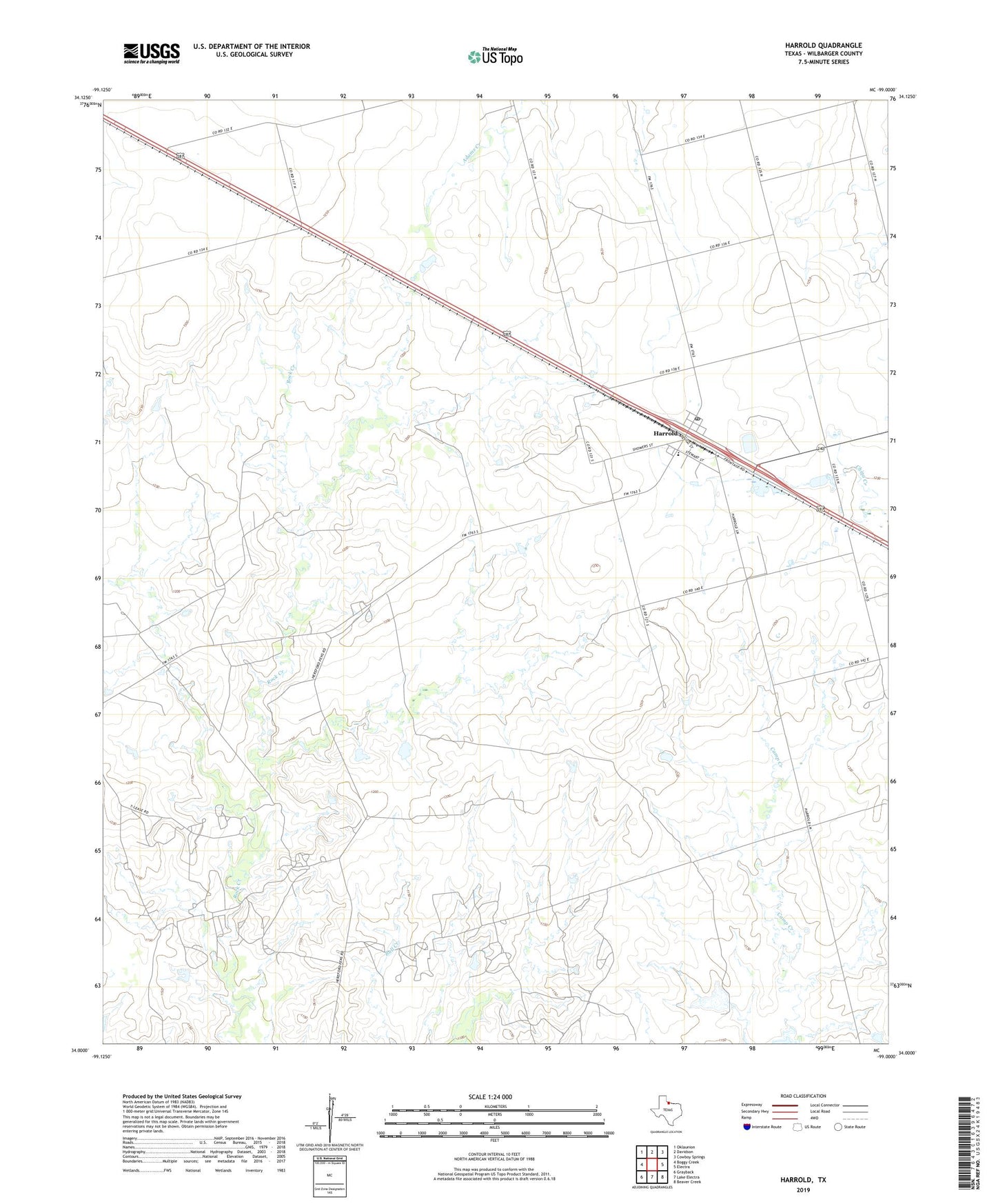 Harrold Texas US Topo Map Image