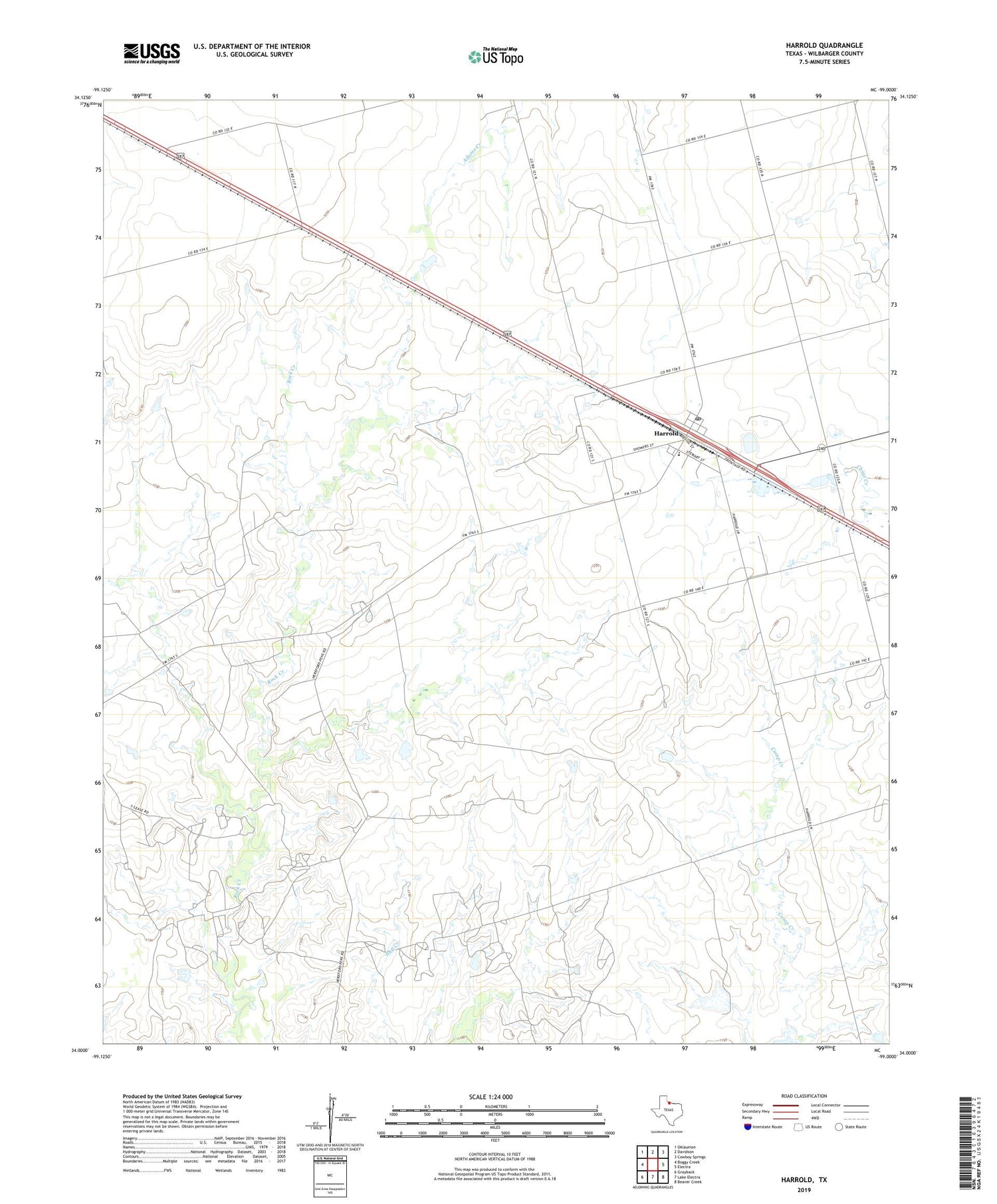 Harrold Texas US Topo Map Image