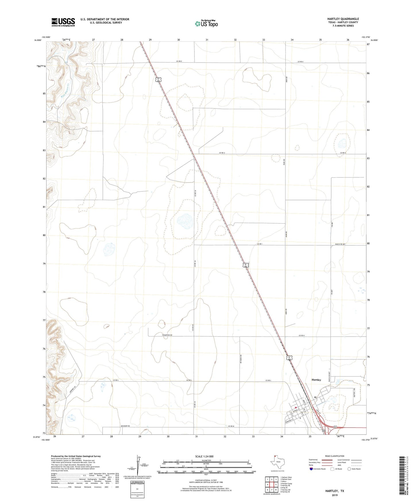 Hartley Texas US Topo Map Image