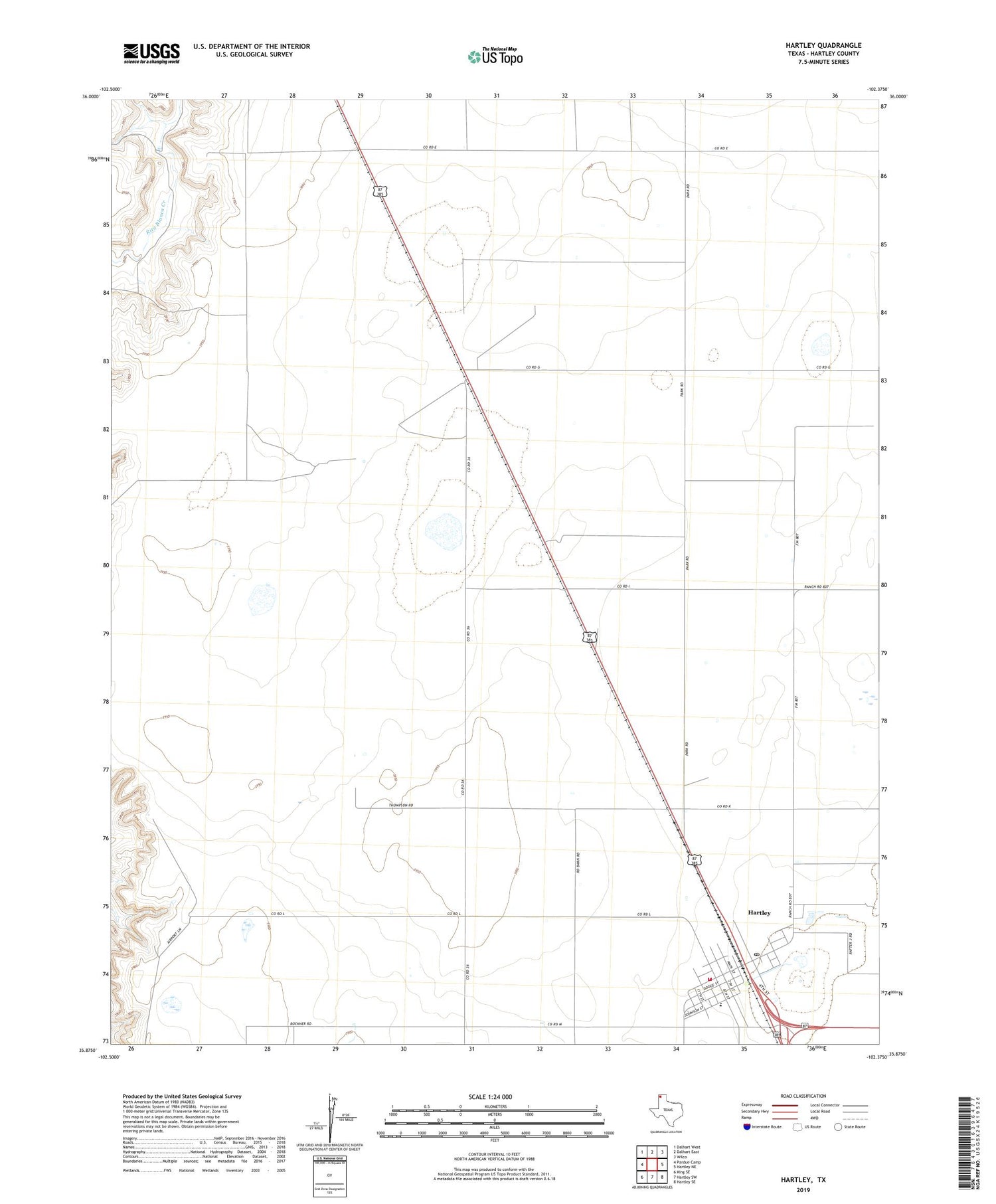 Hartley Texas US Topo Map Image