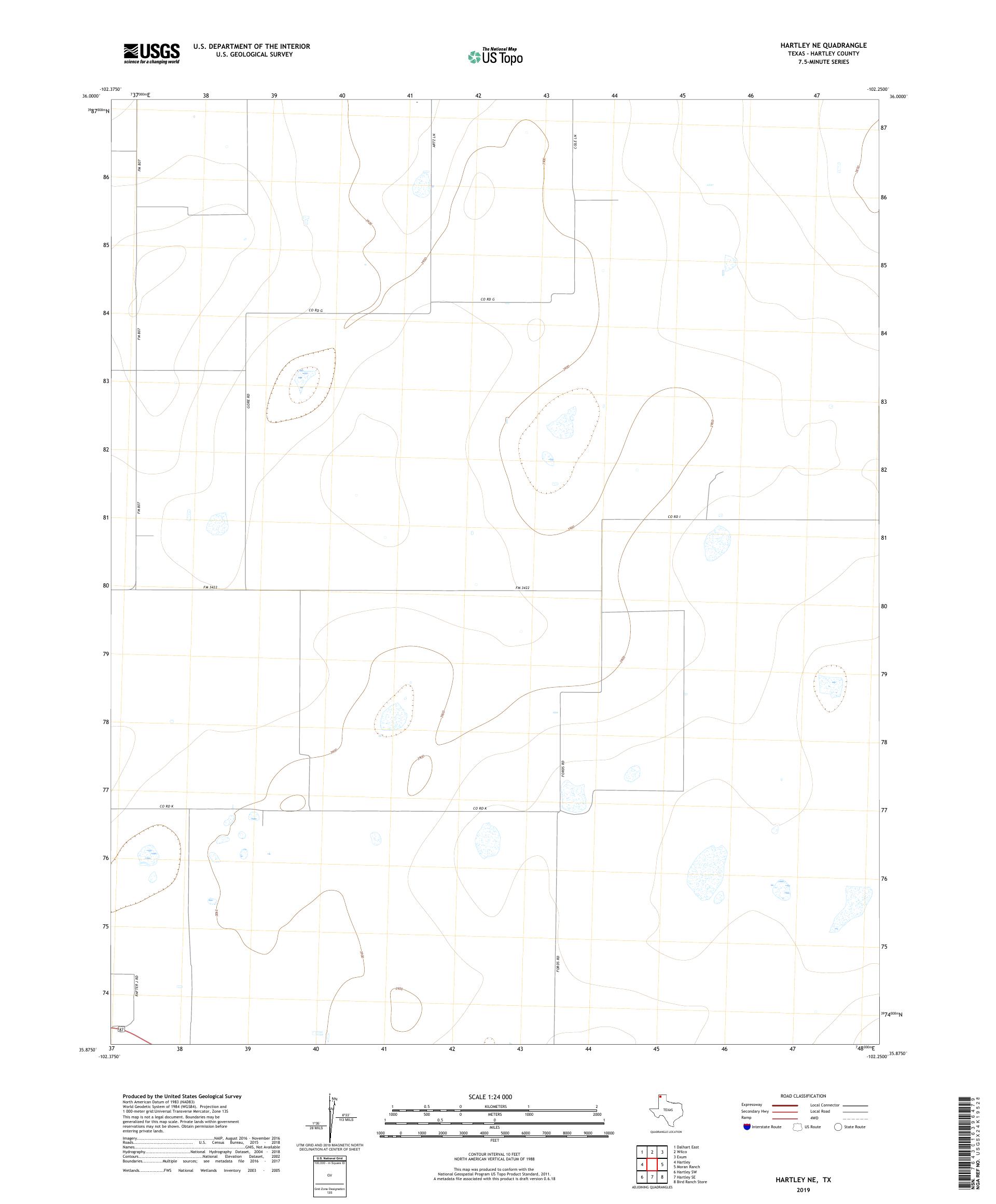 Hartley NE Texas US Topo Map – MyTopo Map Store