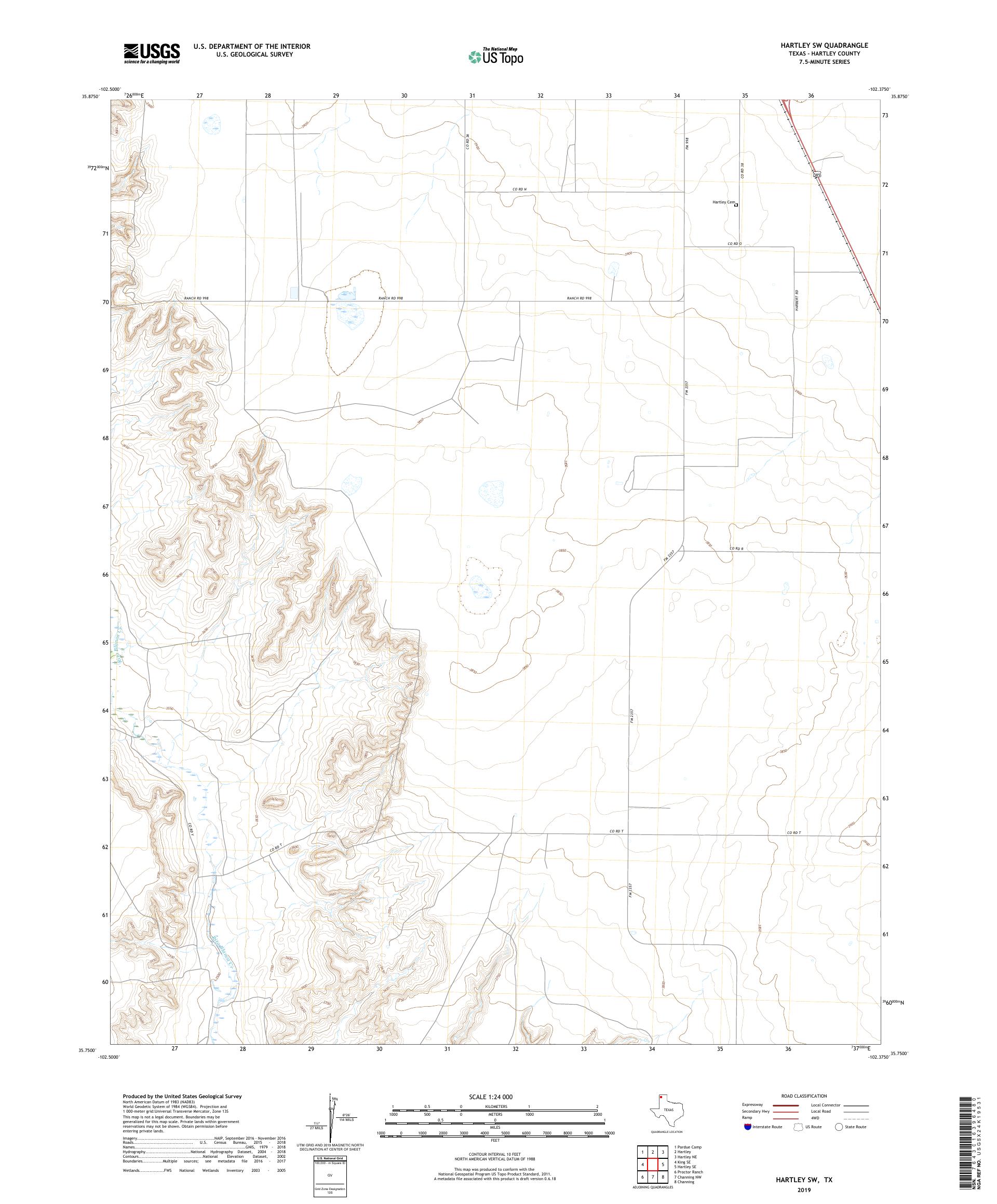 Hartley SW Texas US Topo Map – MyTopo Map Store
