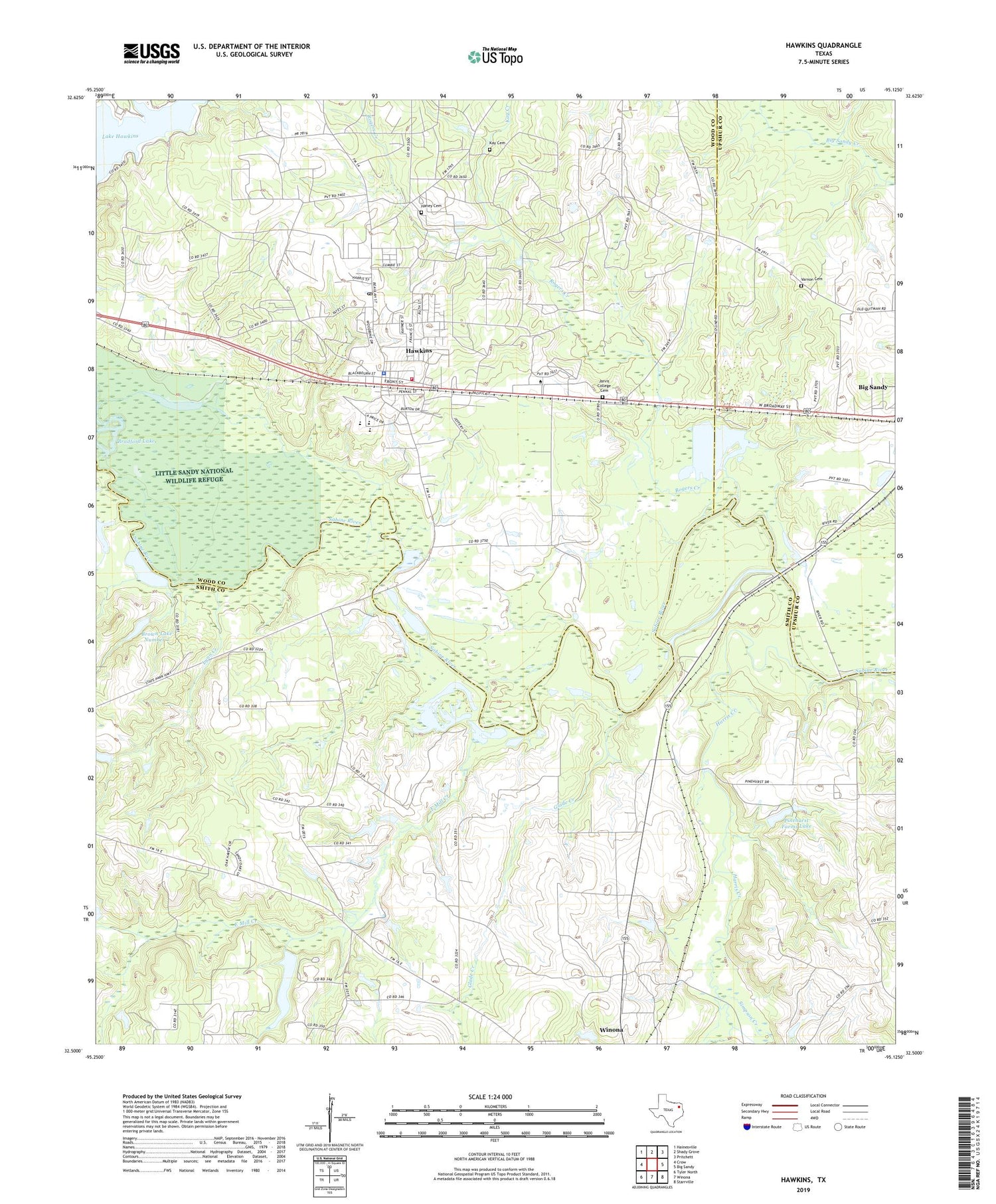 Hawkins Texas US Topo Map Image