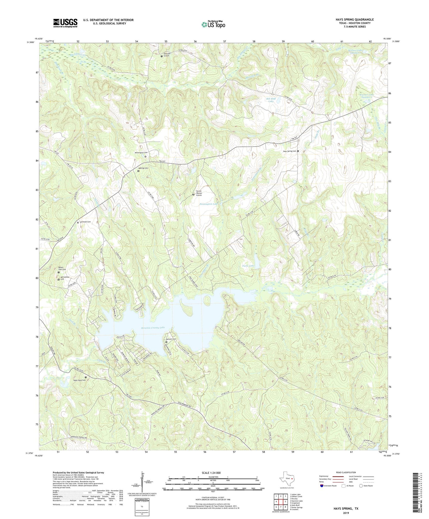 Hays Spring Texas US Topo Map Image