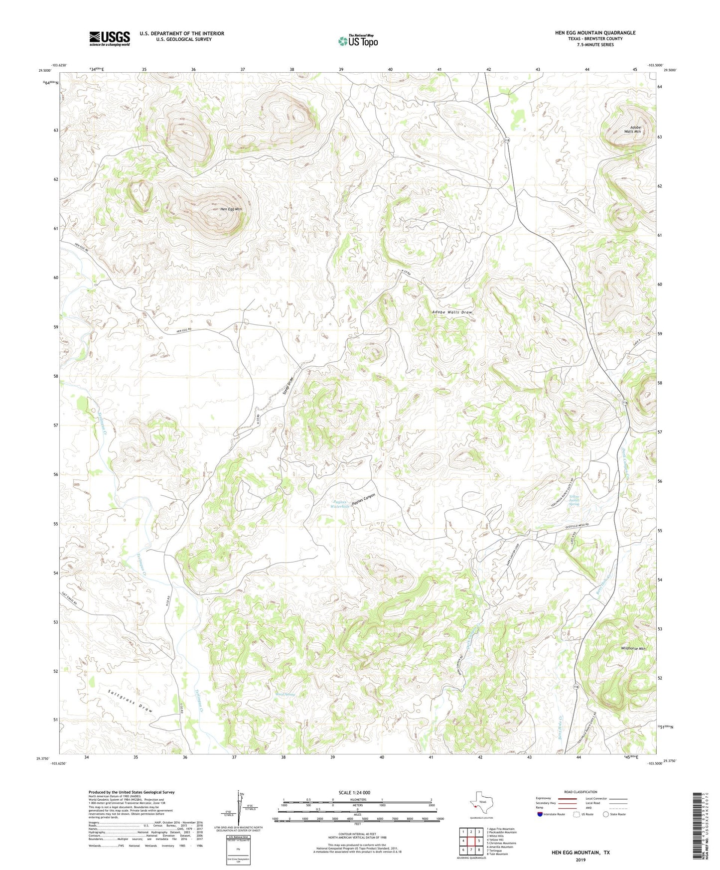 Hen Egg Mountain Texas US Topo Map Image