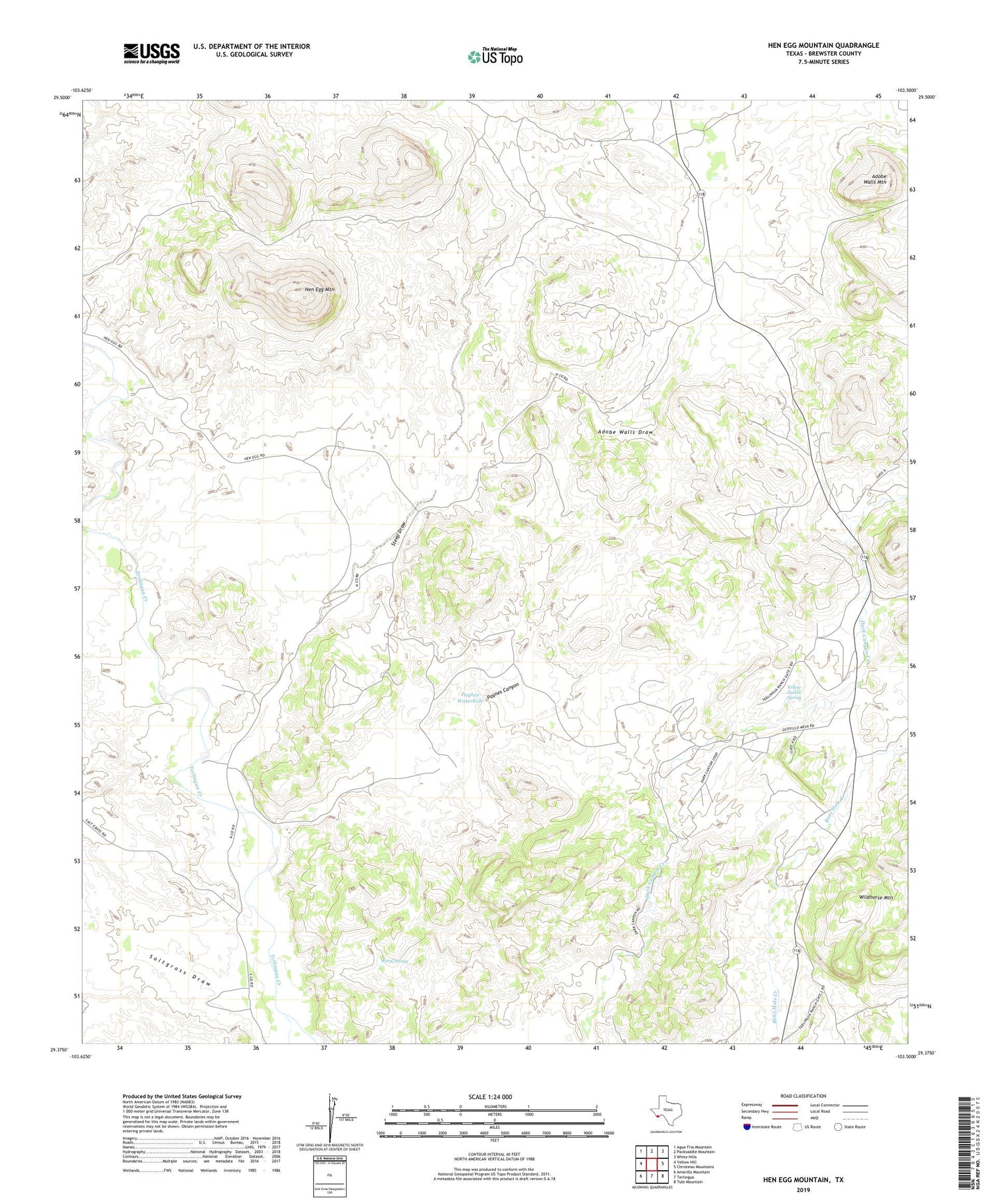 Hen Egg Mountain Texas US Topo Map Image