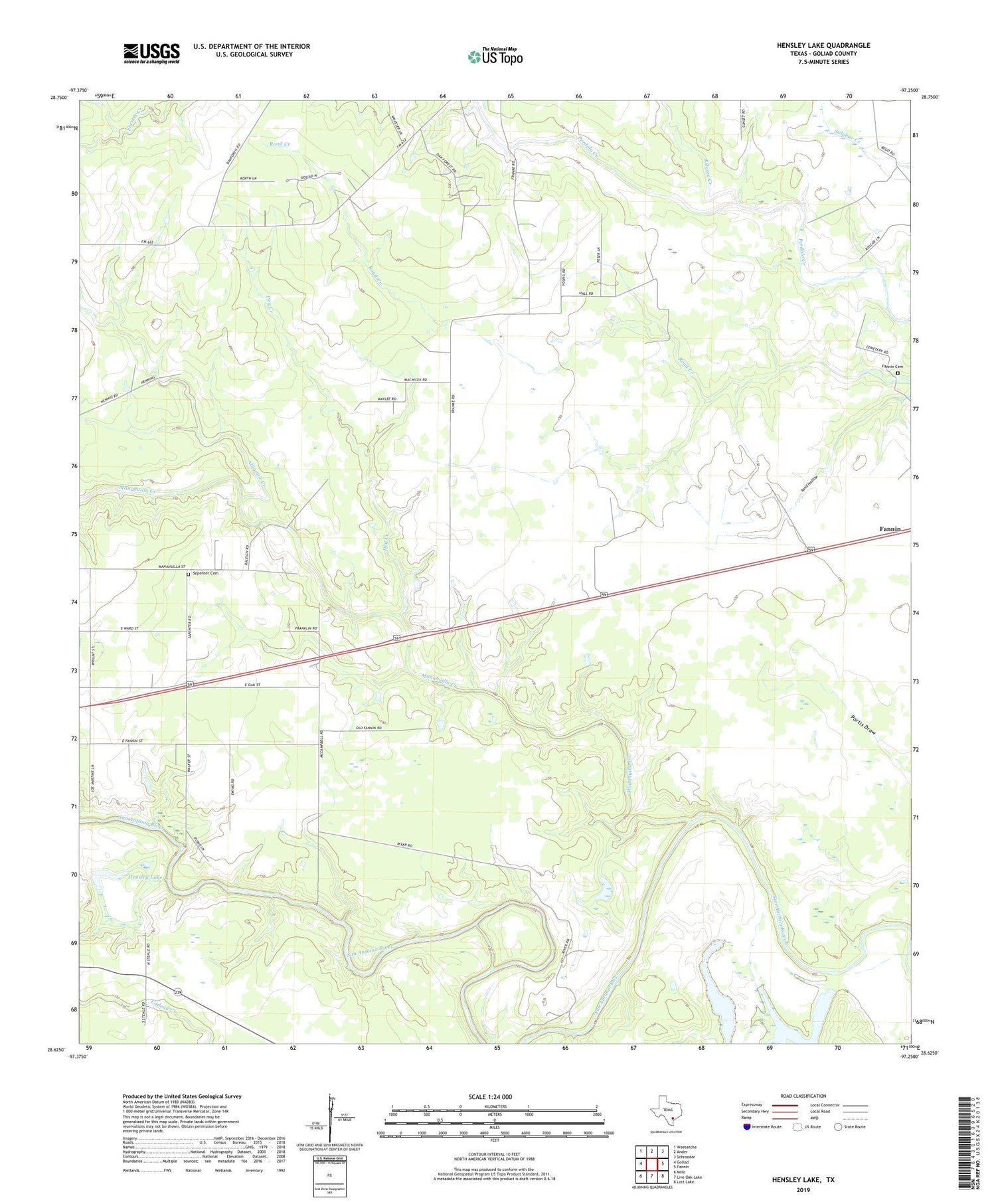 Hensley Lake Texas US Topo Map Image