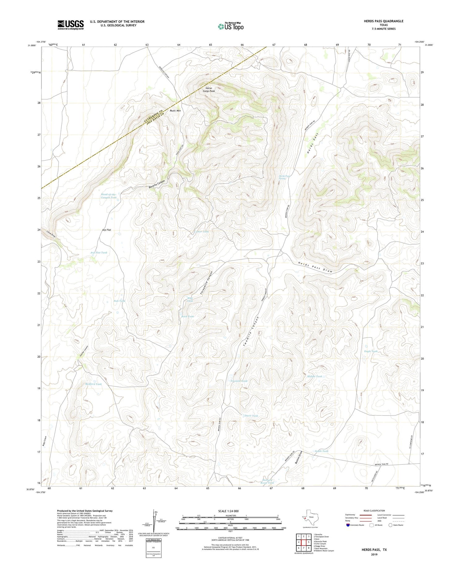 Herds Pass Texas US Topo Map Image