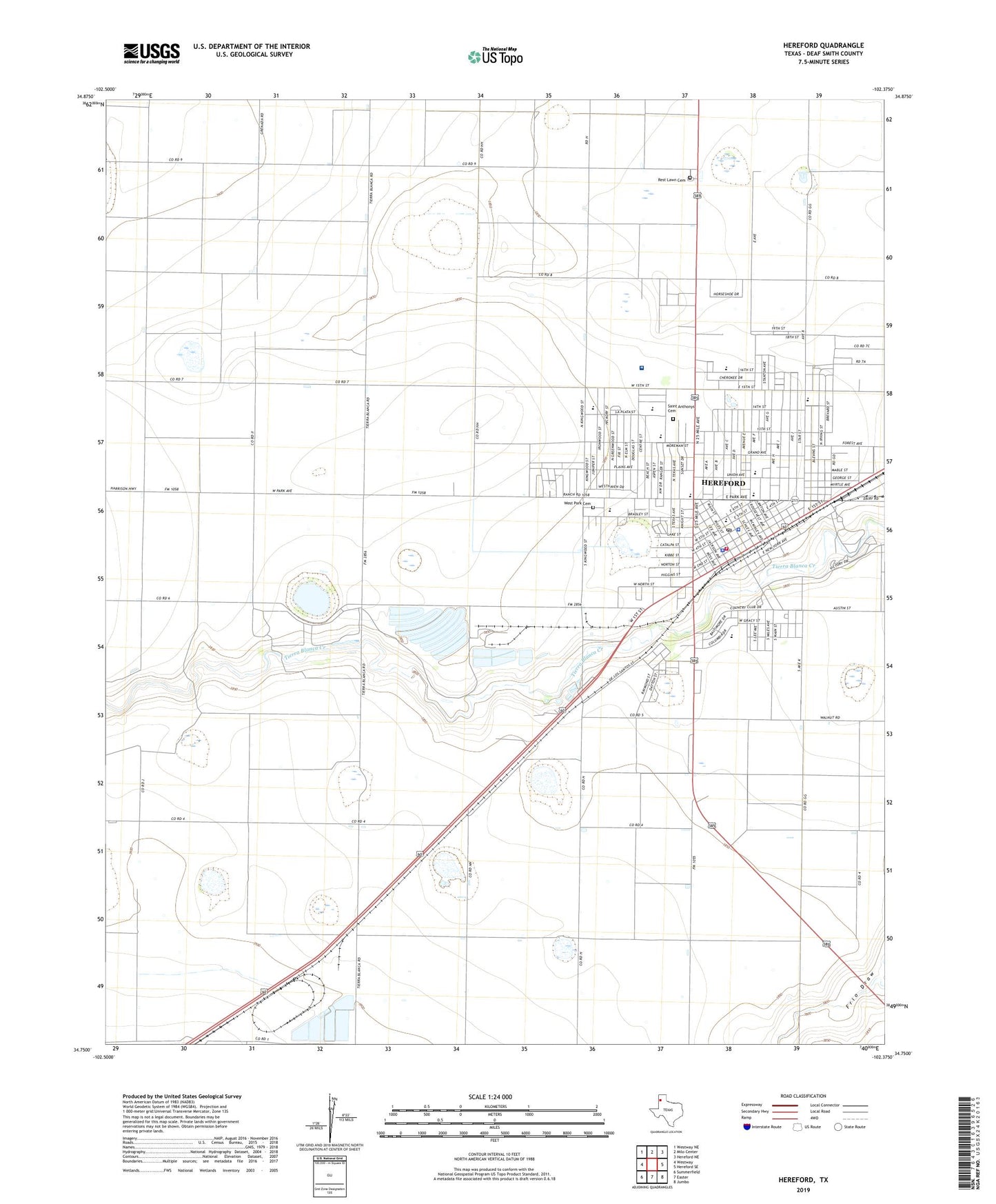 Hereford Texas US Topo Map Image