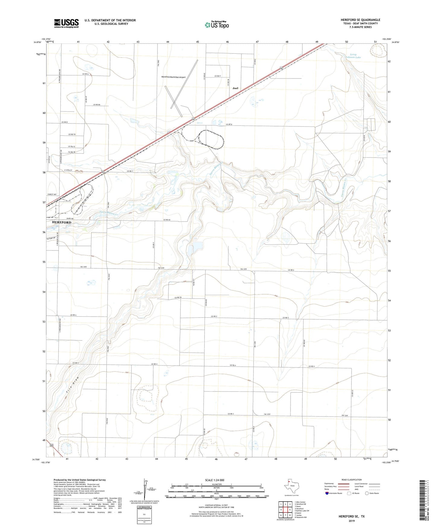 Hereford SE Texas US Topo Map Image