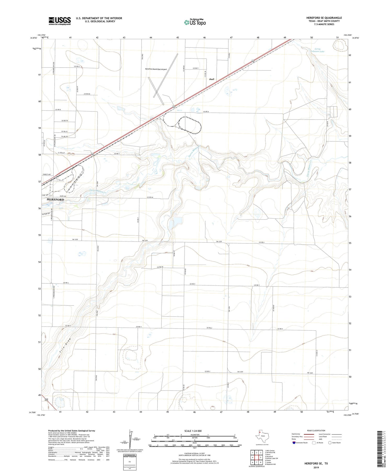 Hereford SE Texas US Topo Map Image