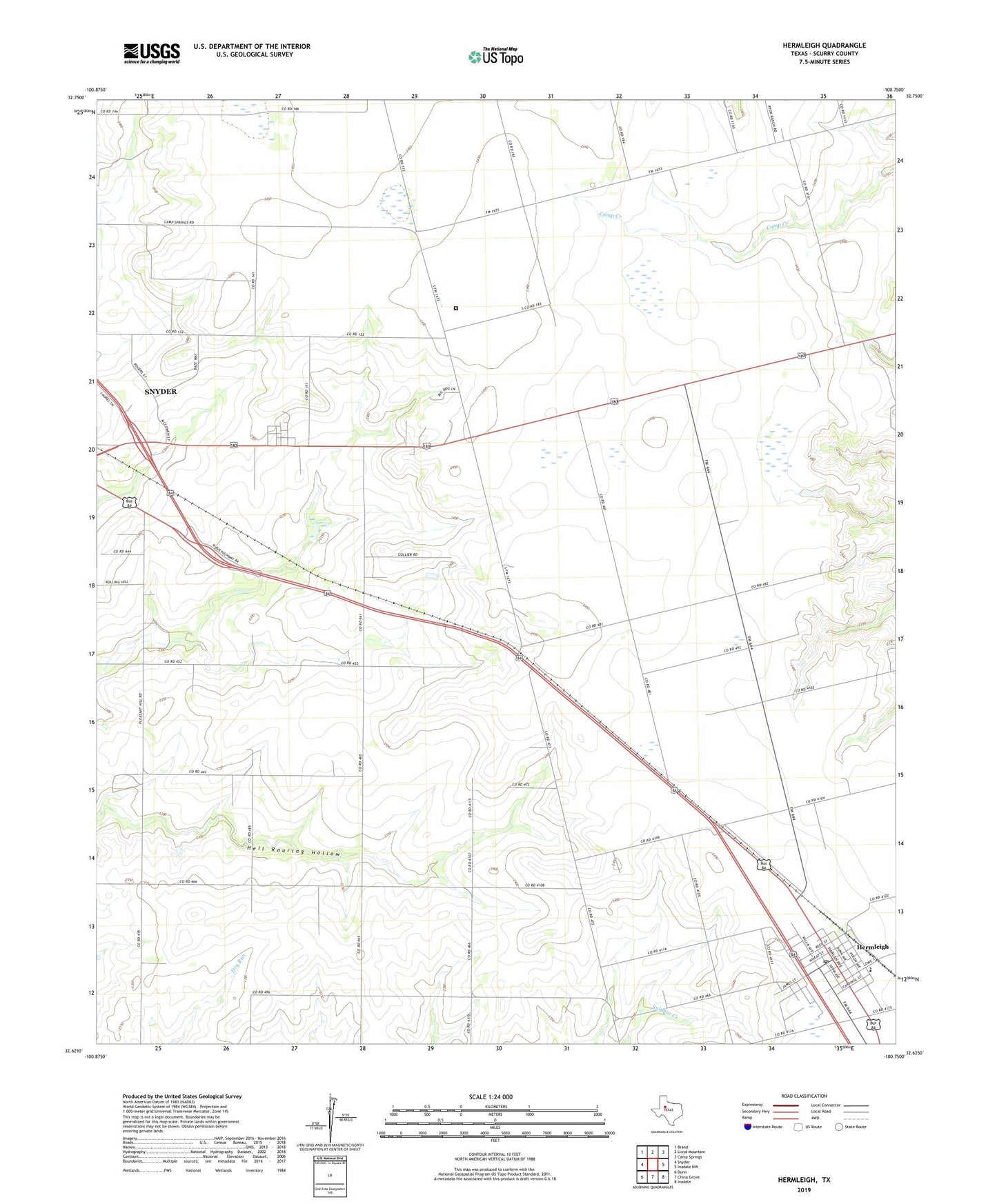 Hermleigh Texas US Topo Map Image