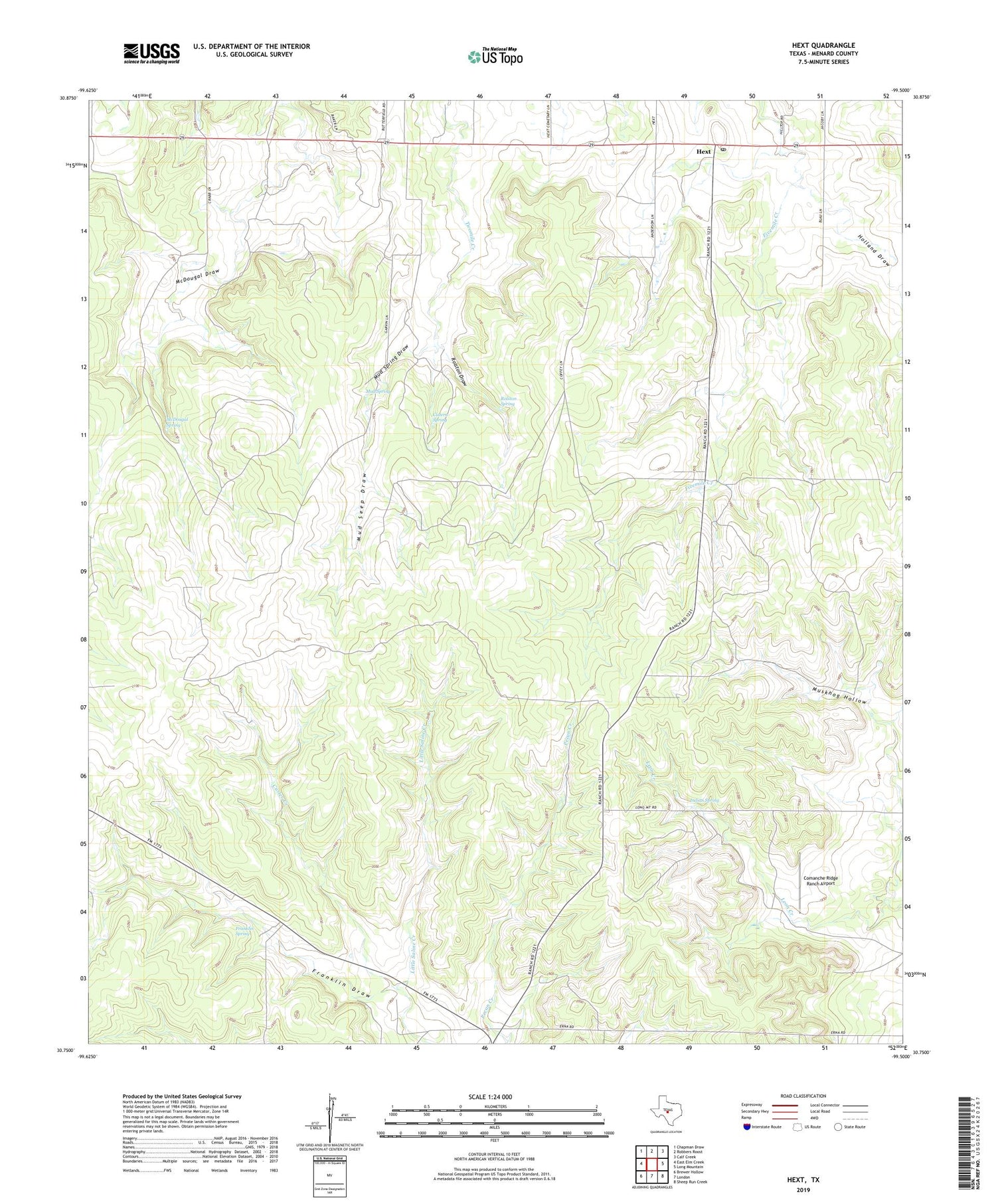Hext Texas US Topo Map Image