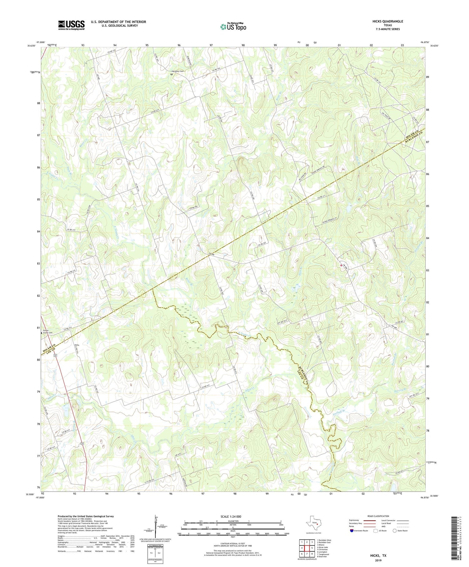 Hicks Texas US Topo Map Image