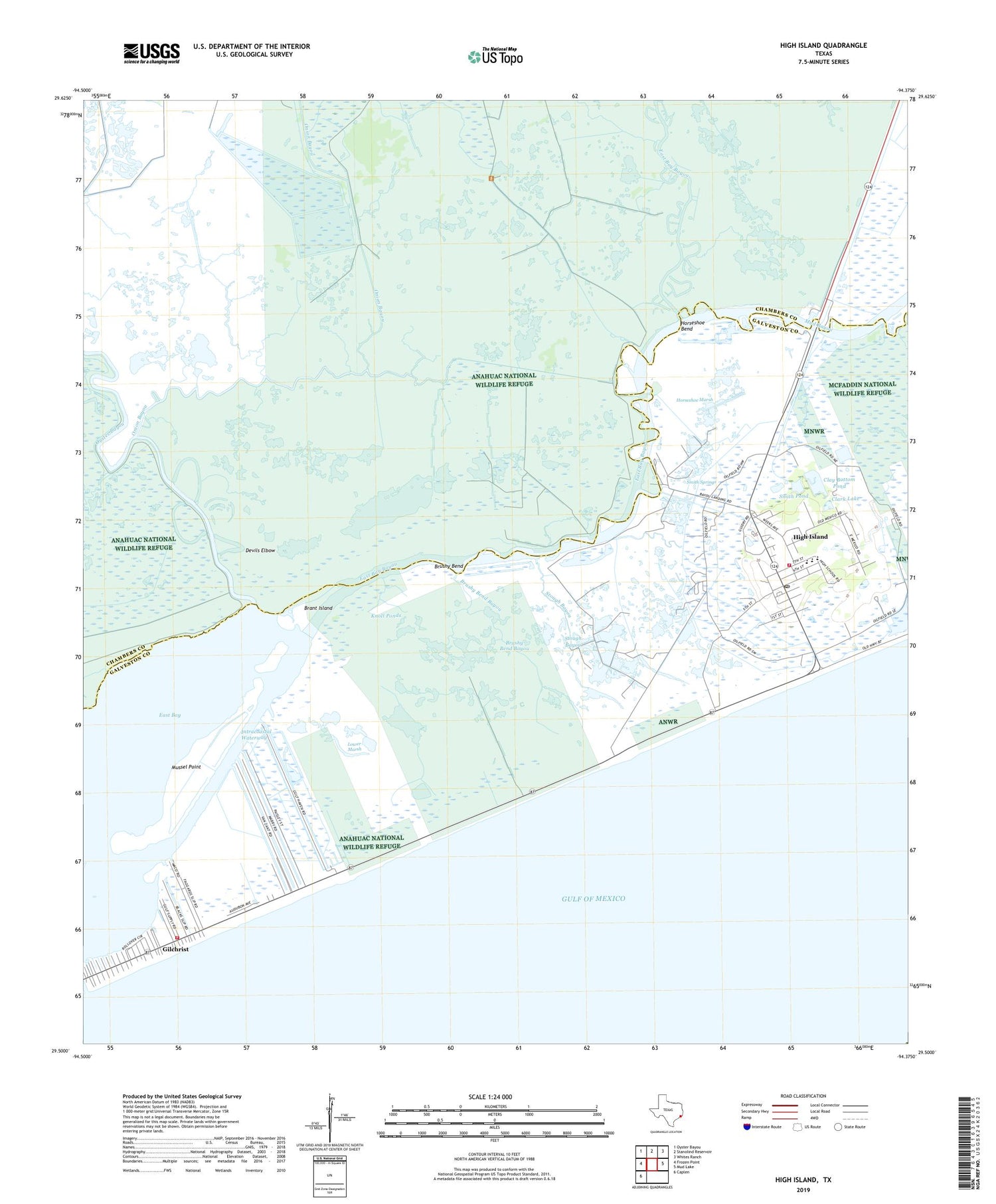 High Island Texas US Topo Map Image