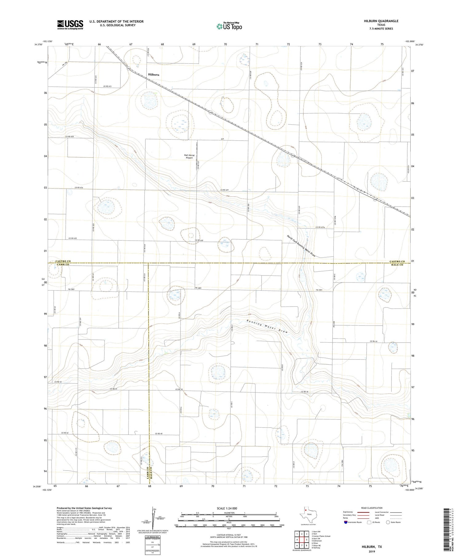 Hilburn Texas US Topo Map Image