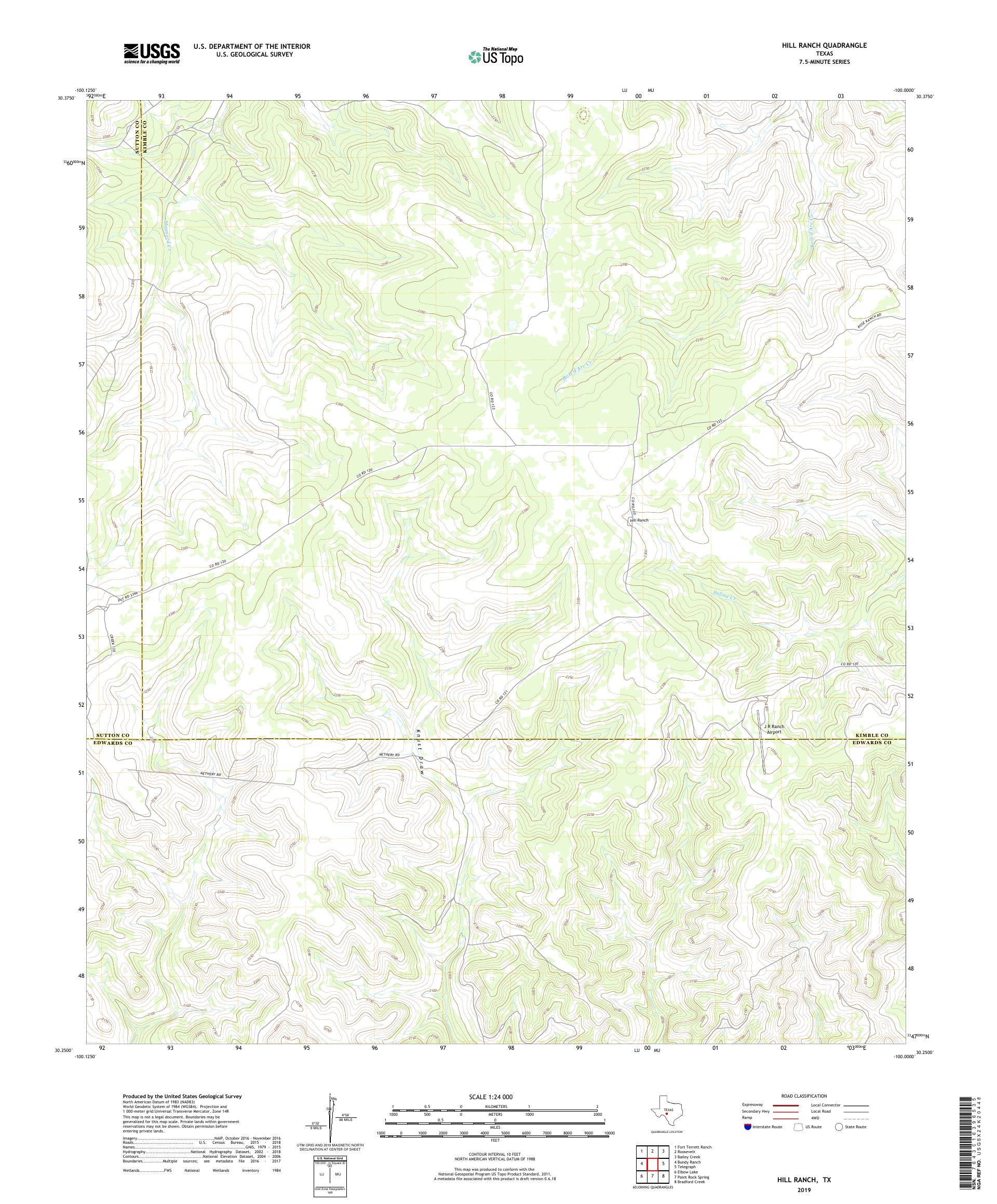 Hill Ranch Texas US Topo Map – MyTopo Map Store