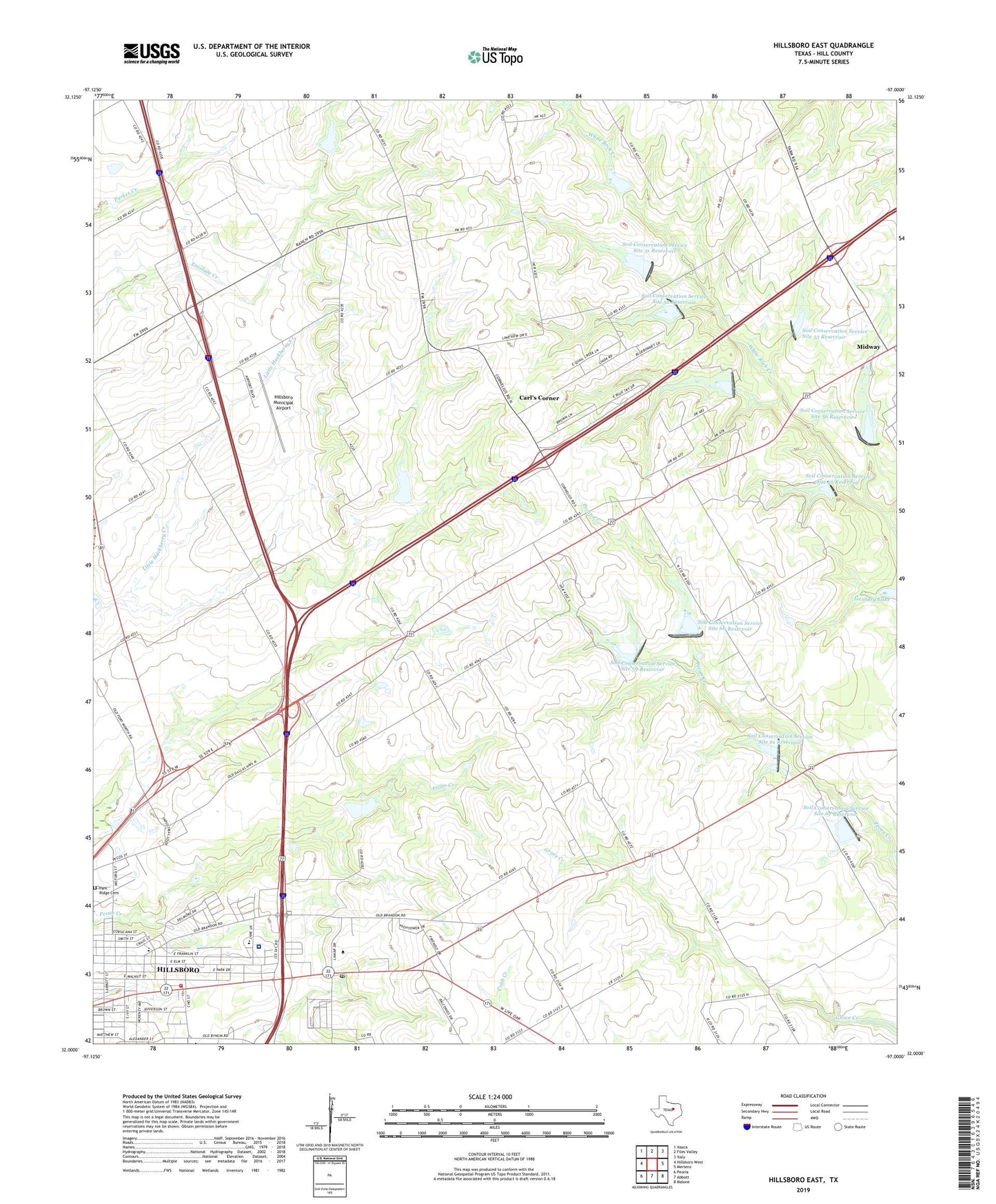 Hillsboro East Texas US Topo Map Image