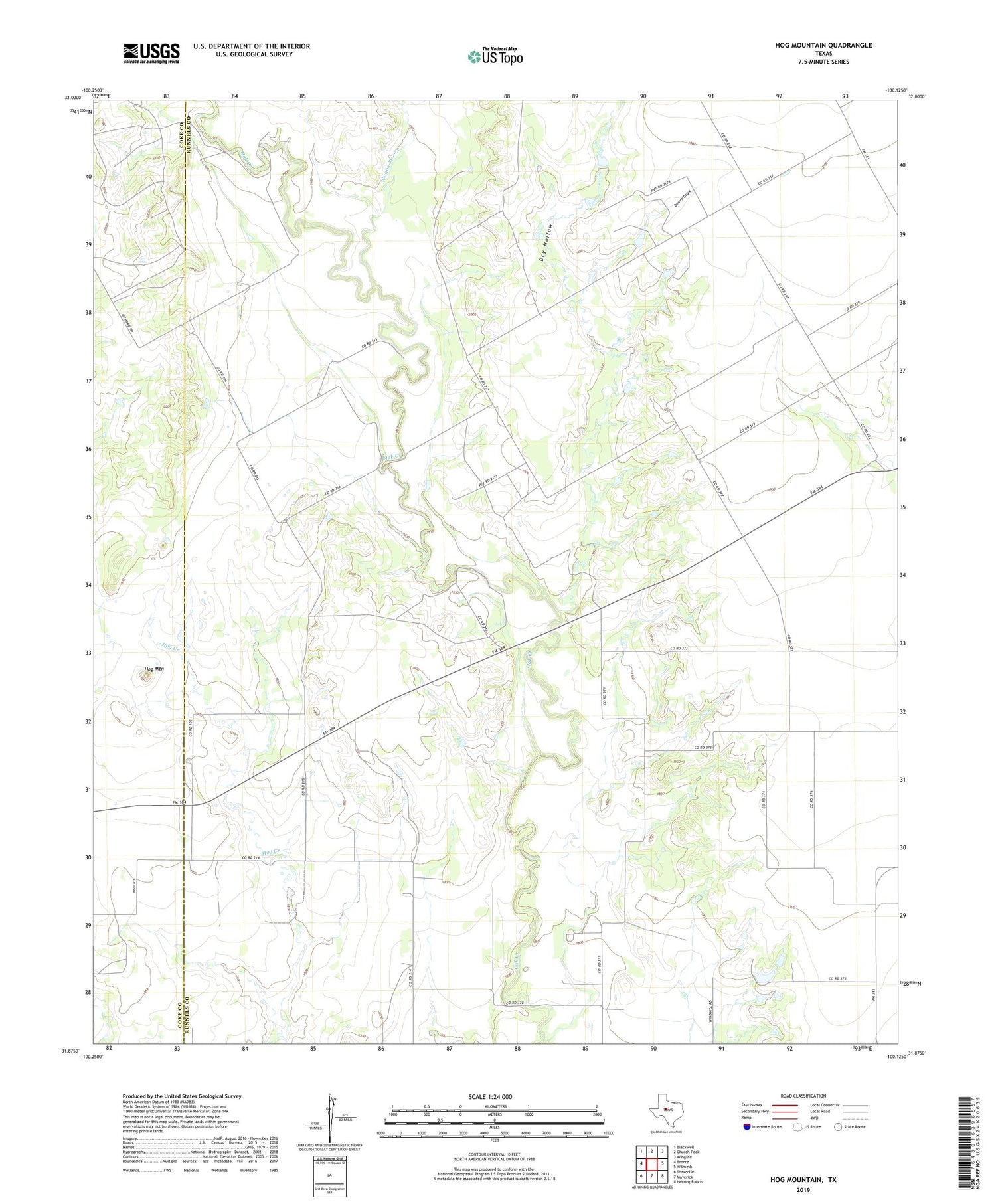 Hog Mountain Texas US Topo Map Image