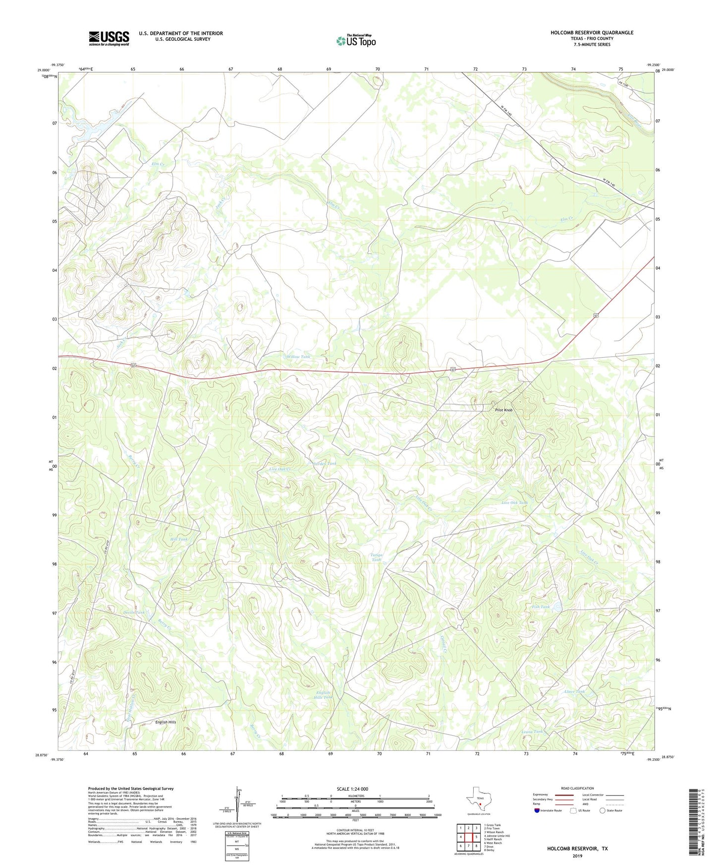 Holcomb Reservoir Texas US Topo Map Image