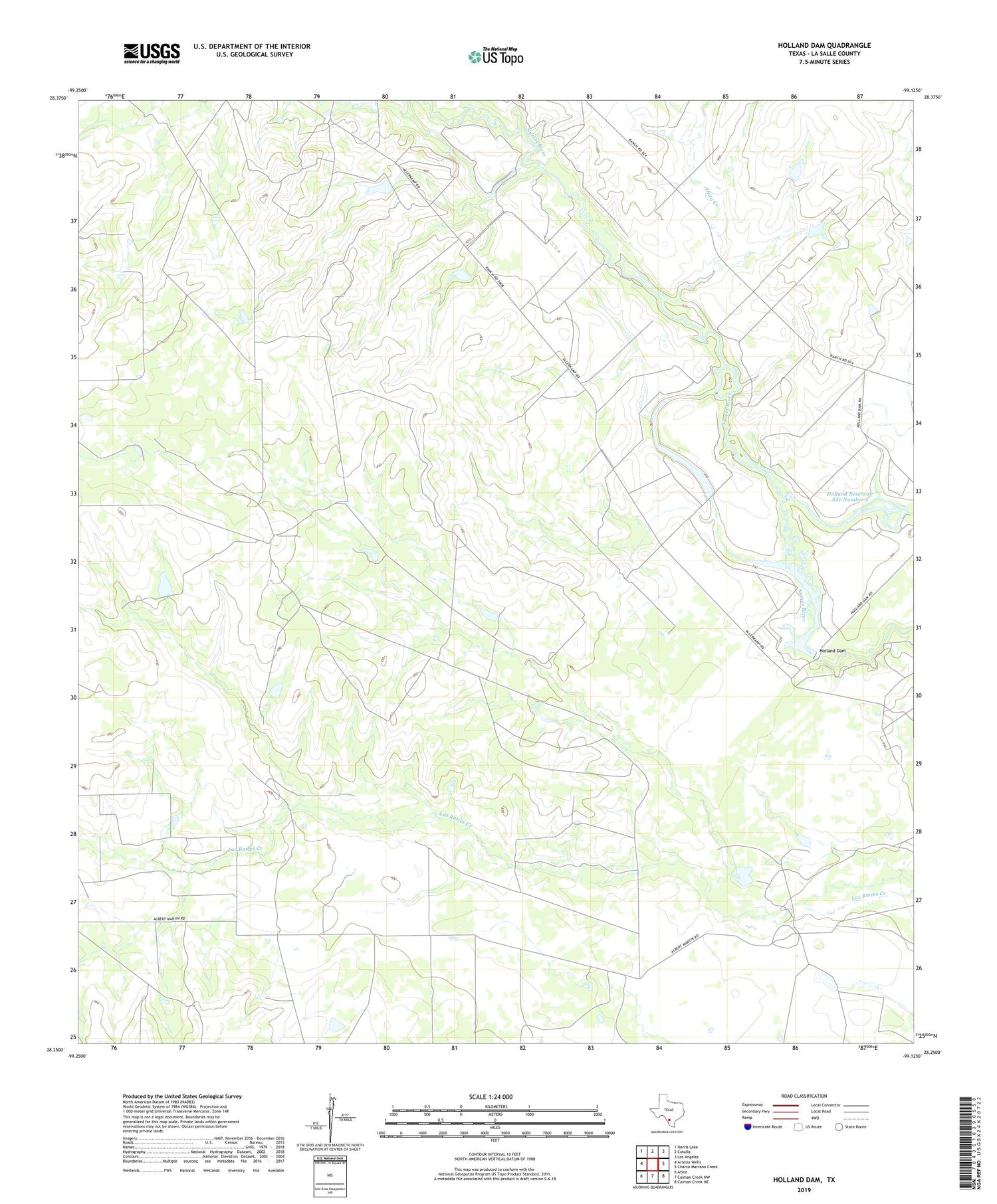 Holland Dam Texas US Topo Map Image