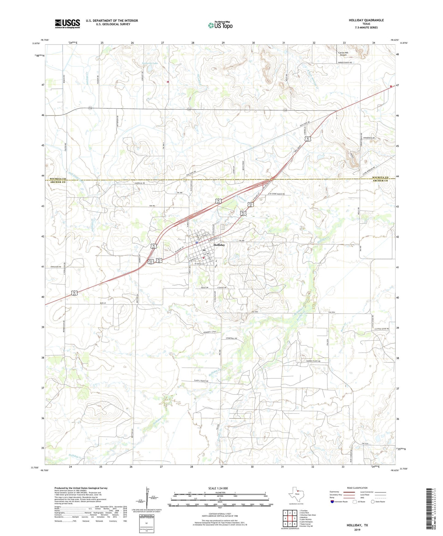 Holliday Texas US Topo Map Image