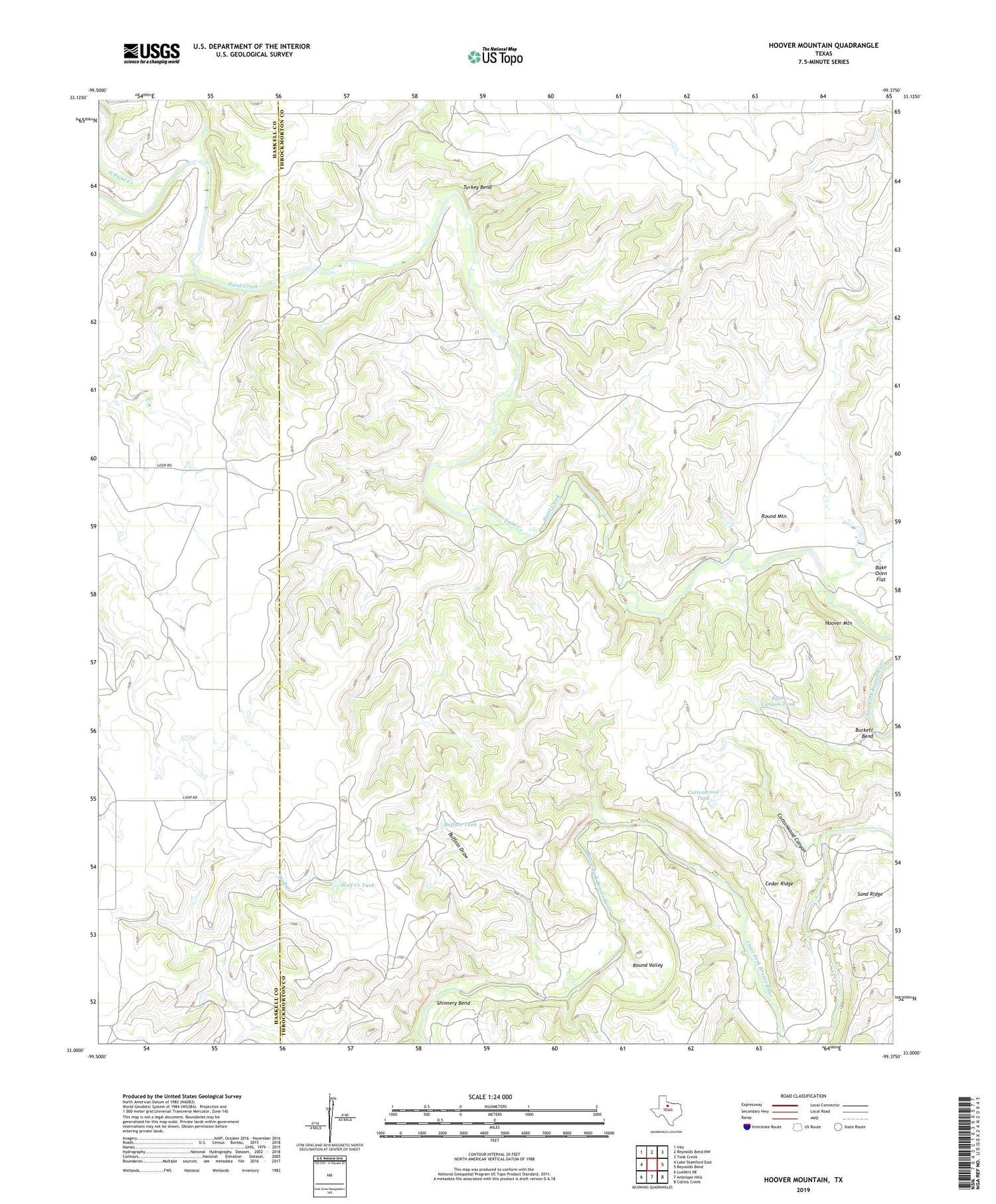 Hoover Mountain Texas US Topo Map Image