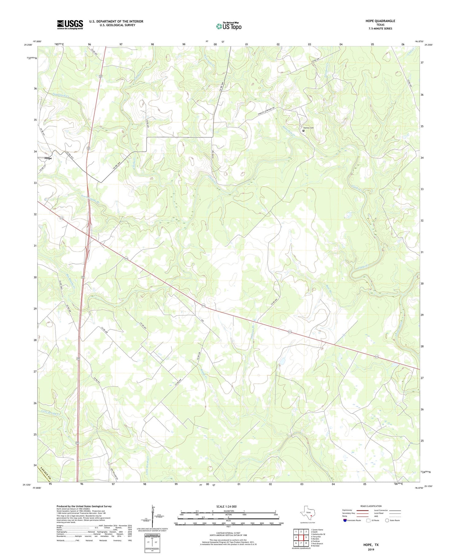 Hope Texas US Topo Map Image