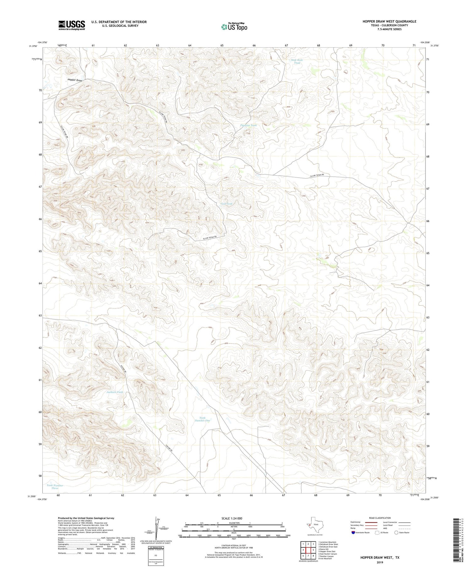 Hopper Draw West Texas US Topo Map Image