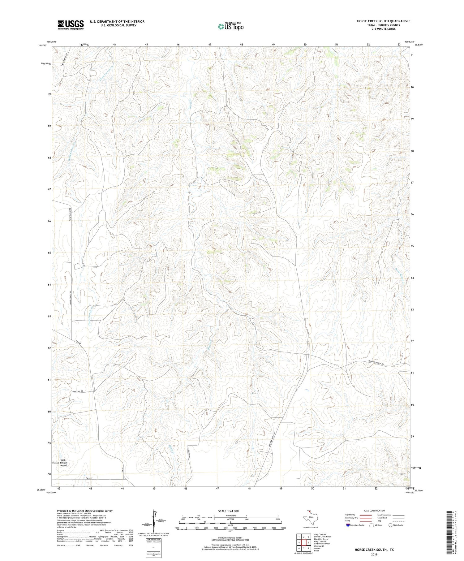 Horse Creek South Texas US Topo Map Image