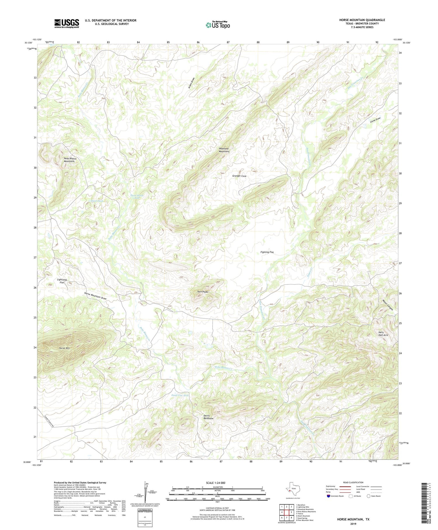 Horse Mountain Texas US Topo Map Image
