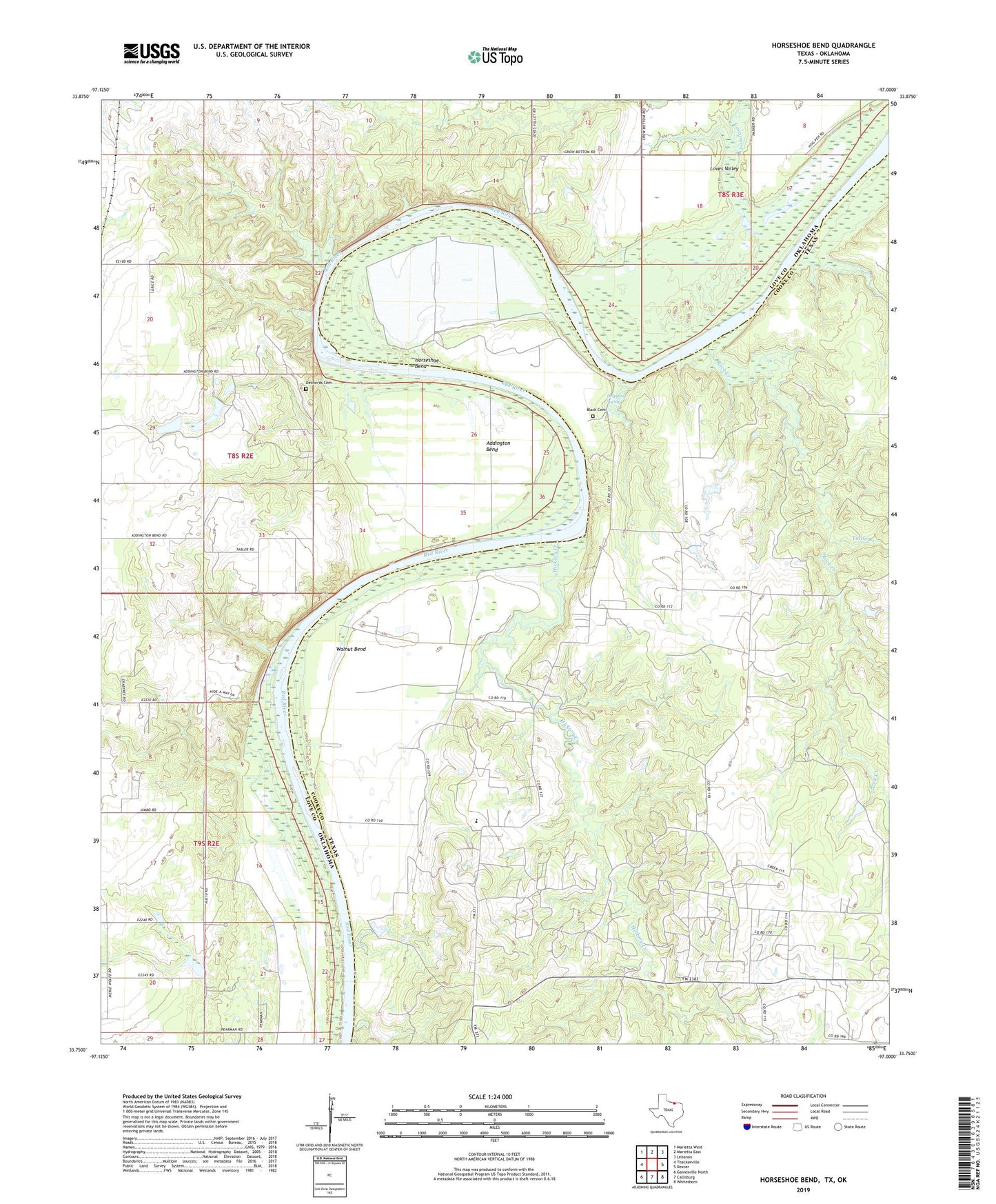 Horseshoe Bend Texas US Topo Map Image
