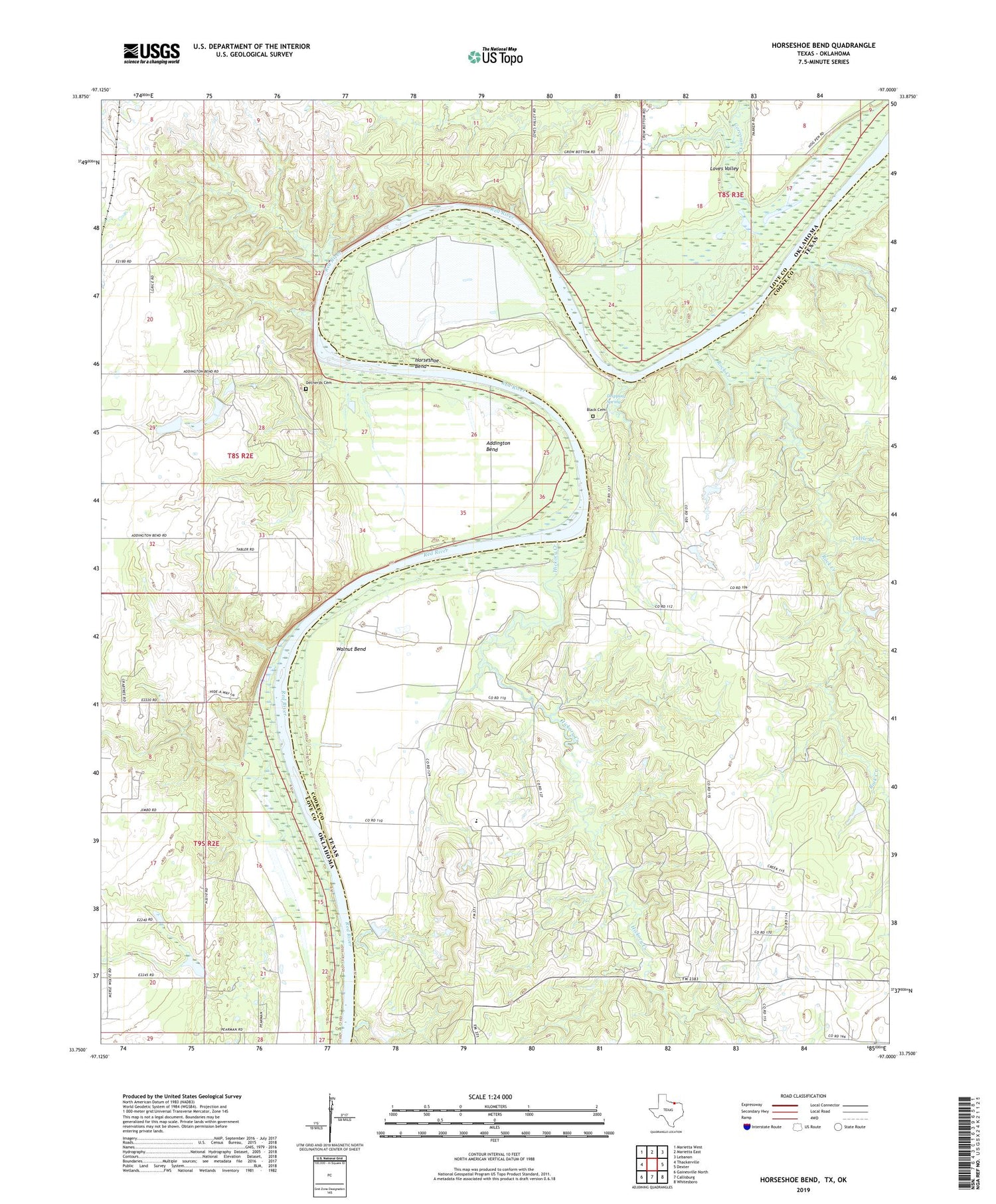 Horseshoe Bend Texas US Topo Map Image