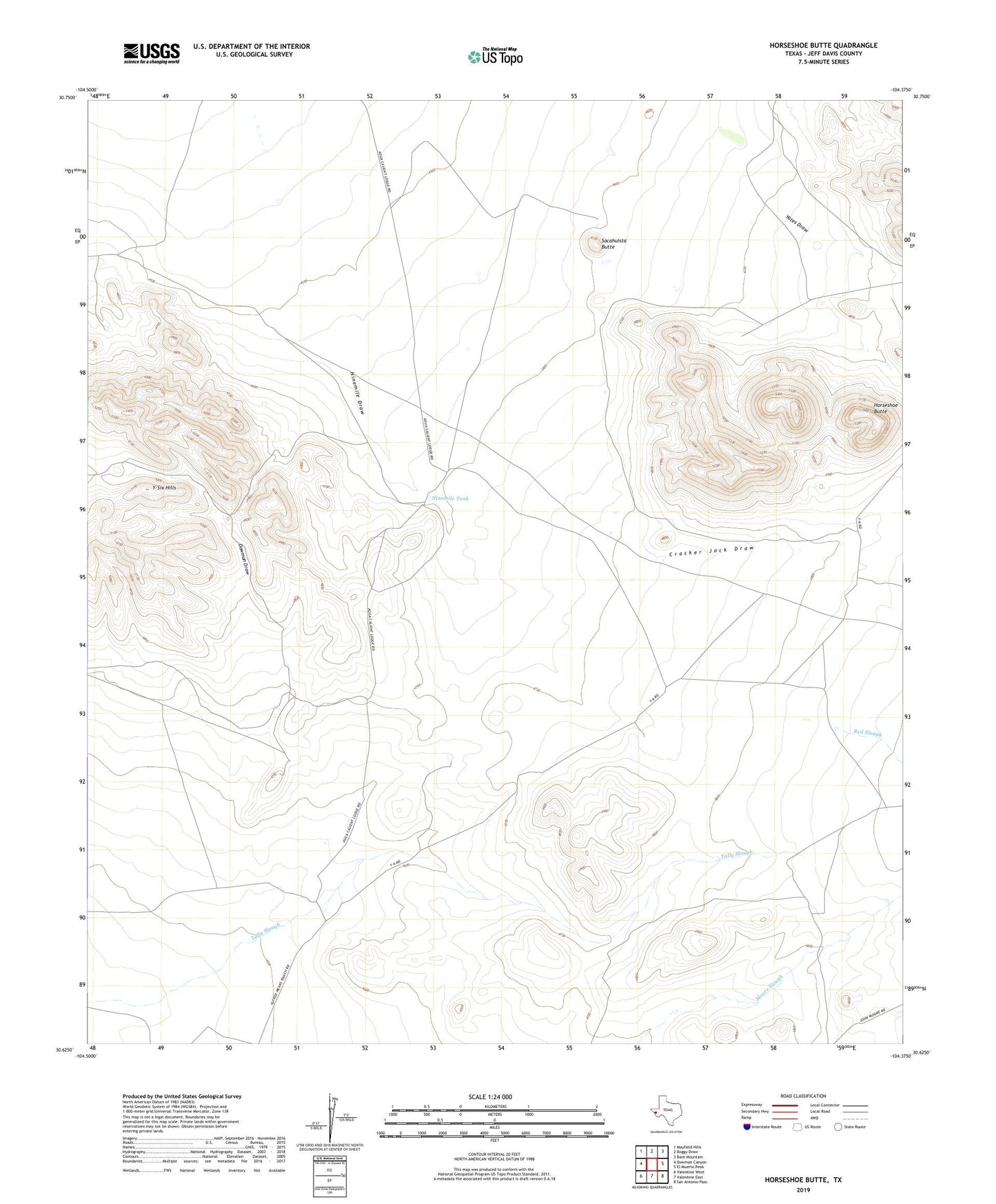 Horseshoe Butte Texas US Topo Map Image