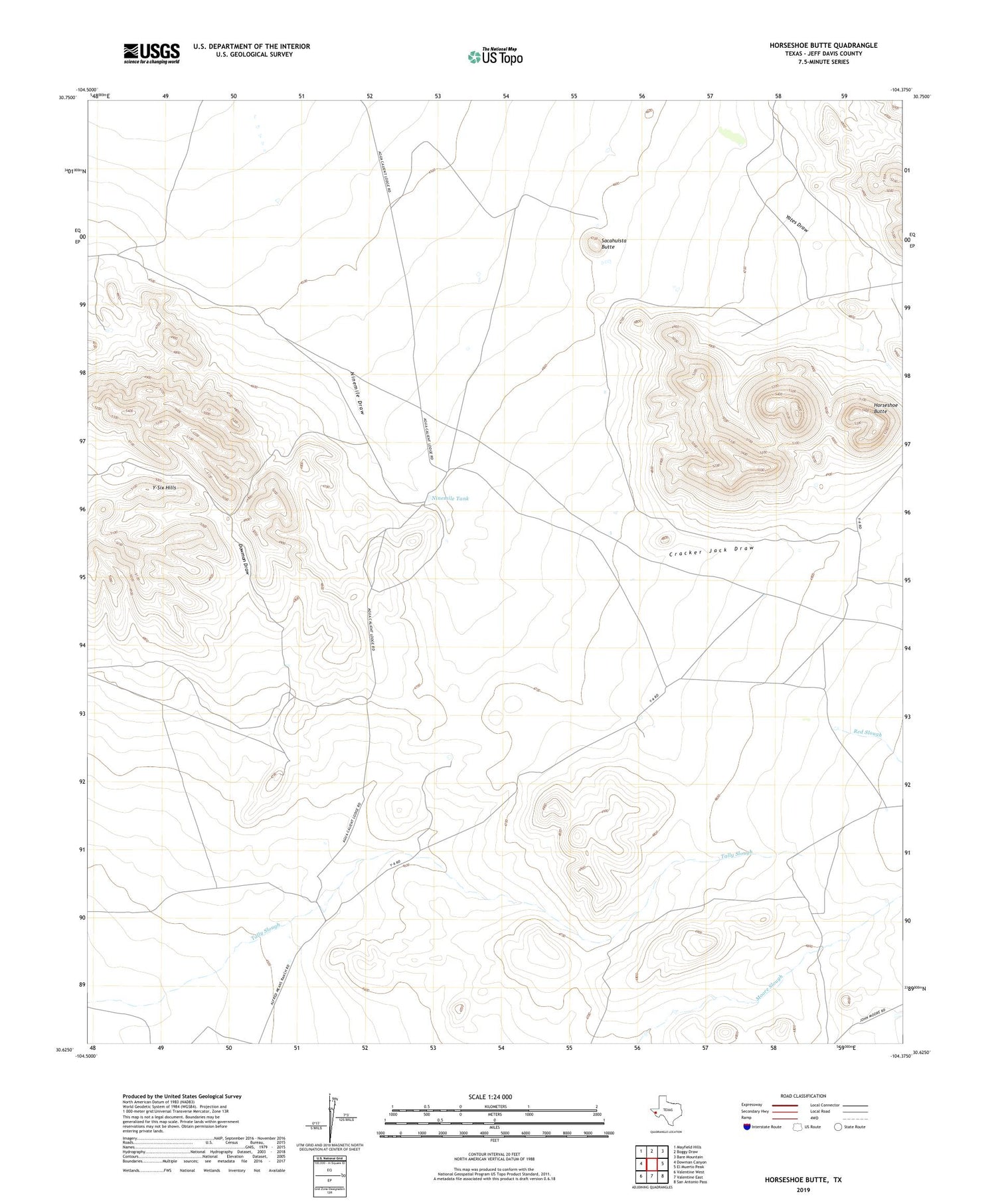 Horseshoe Butte Texas US Topo Map Image