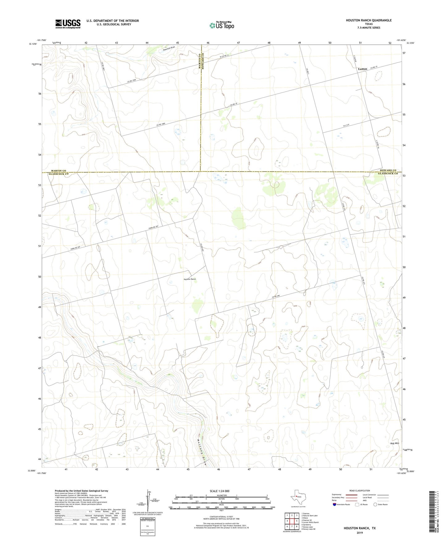 Houston Ranch Texas US Topo Map Image