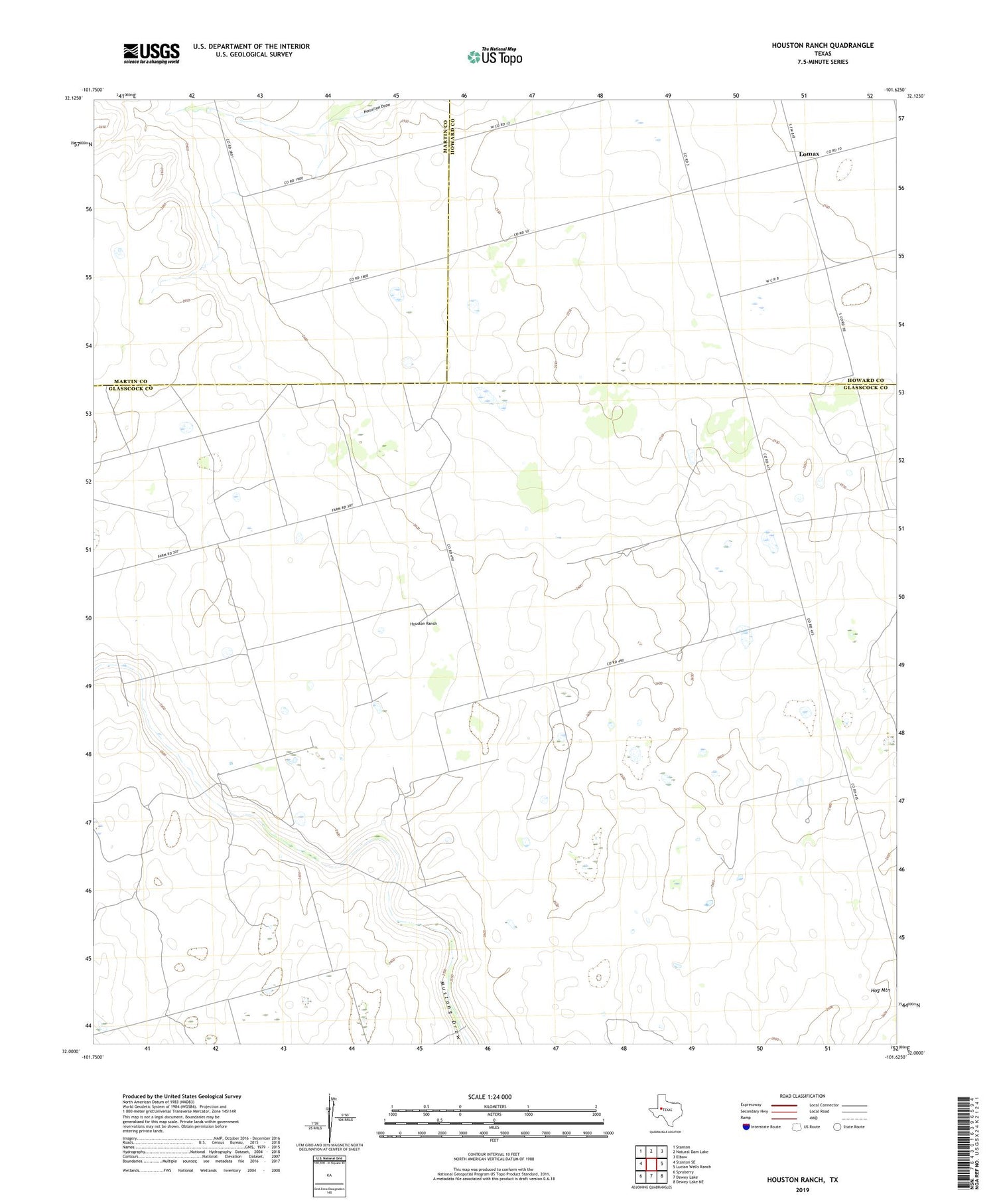 Houston Ranch Texas US Topo Map Image