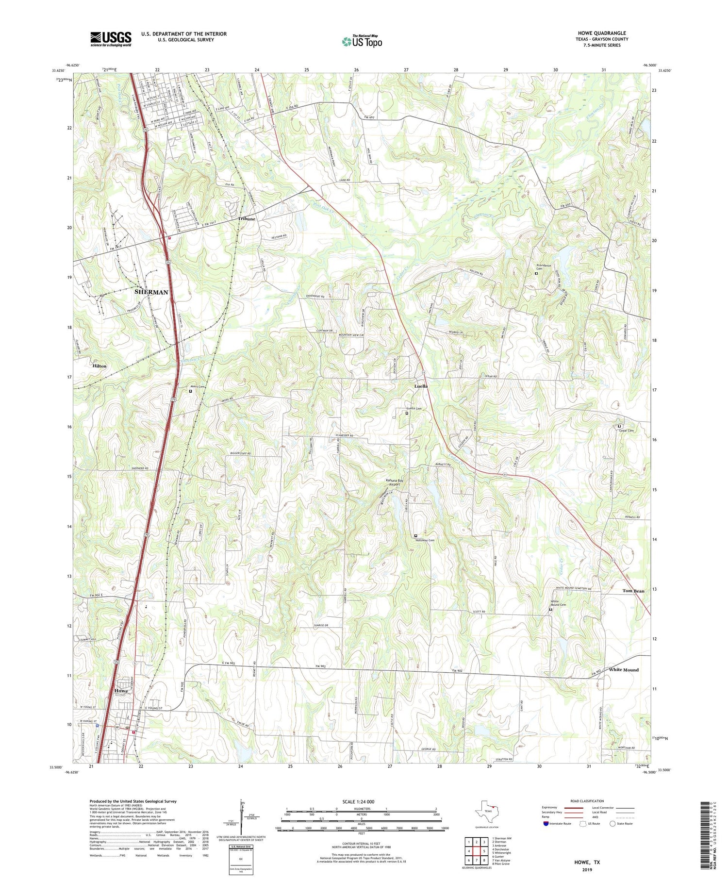 Howe Texas US Topo Map Image