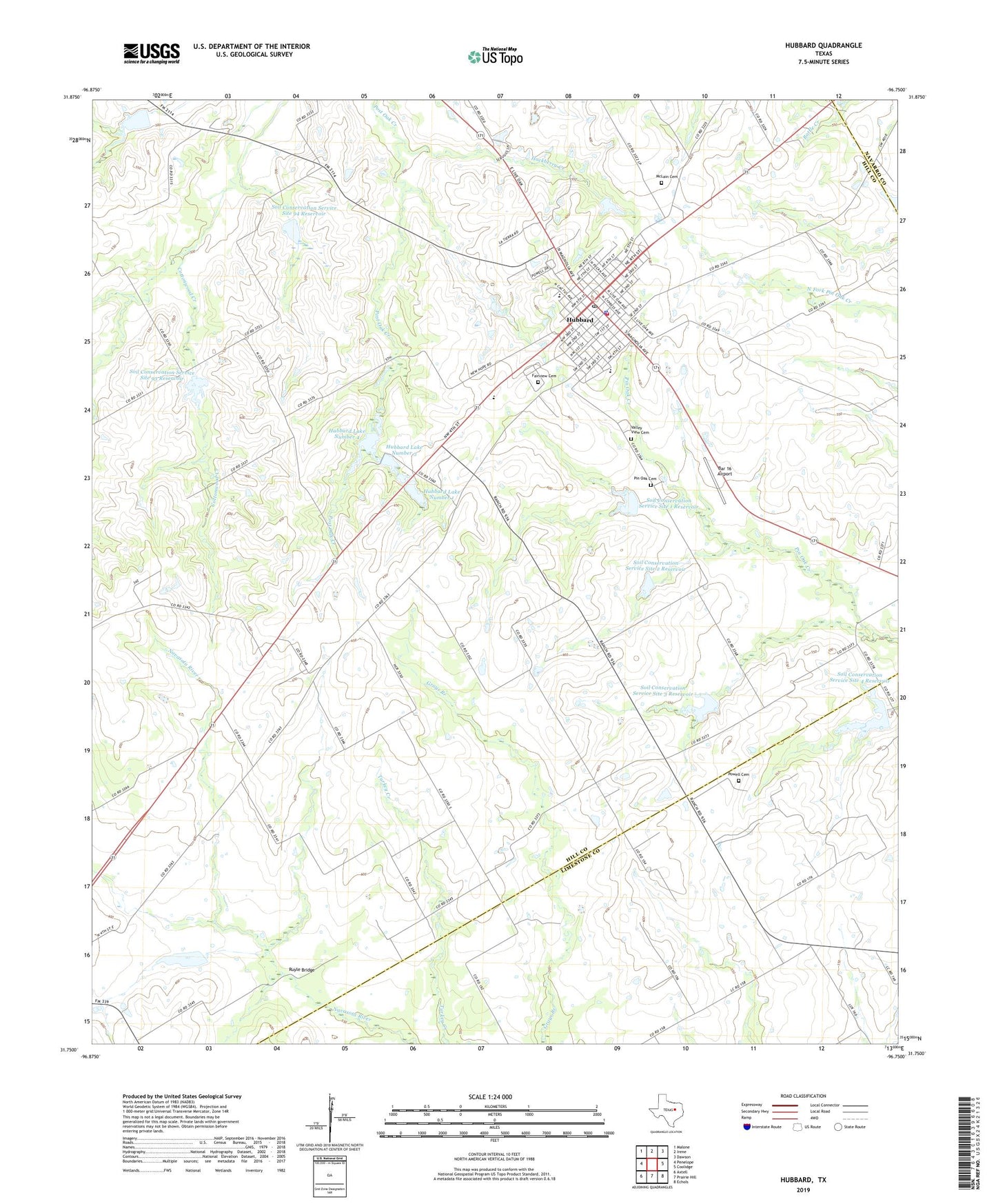 Hubbard Texas US Topo Map Image