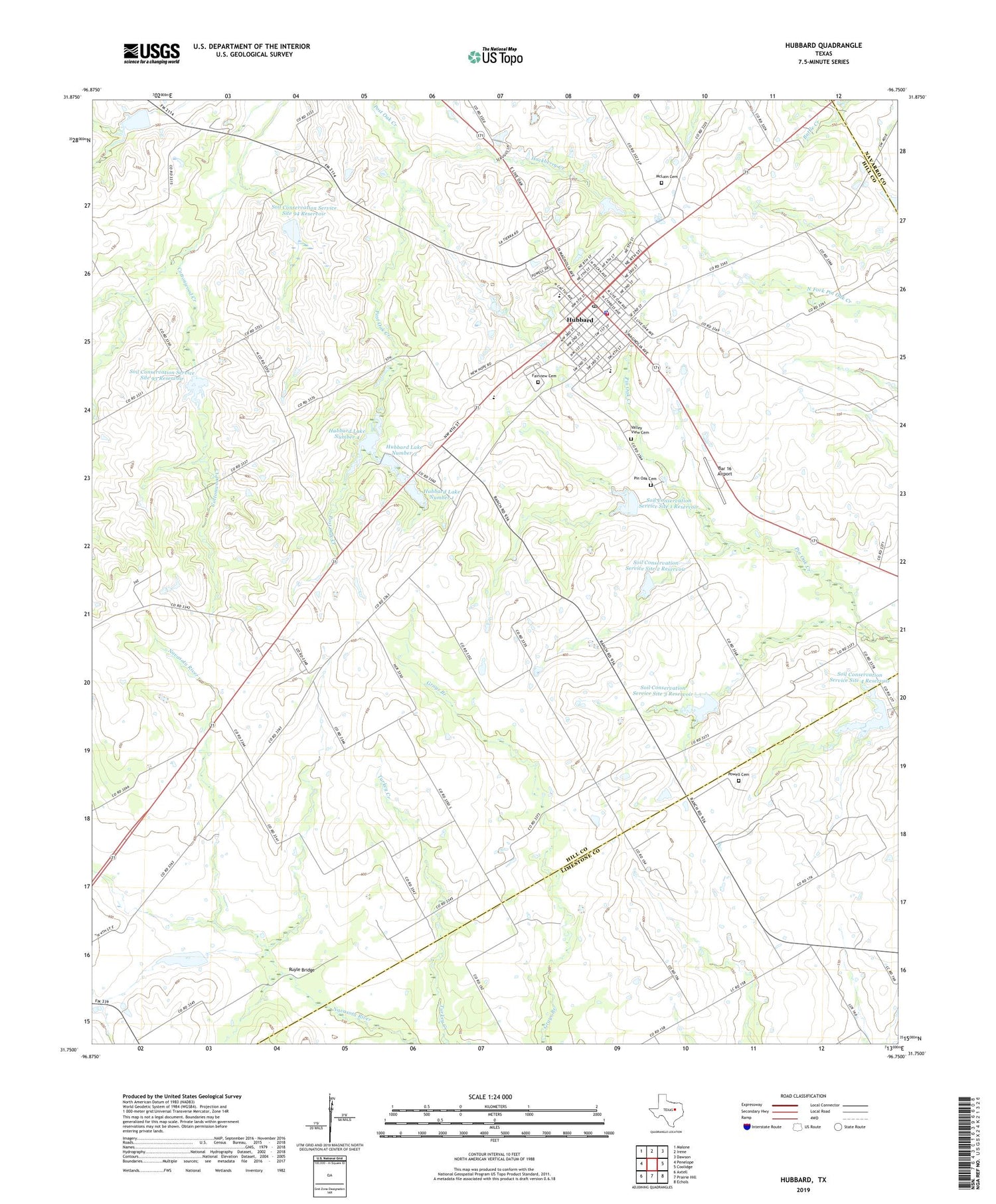 Hubbard Texas US Topo Map Image