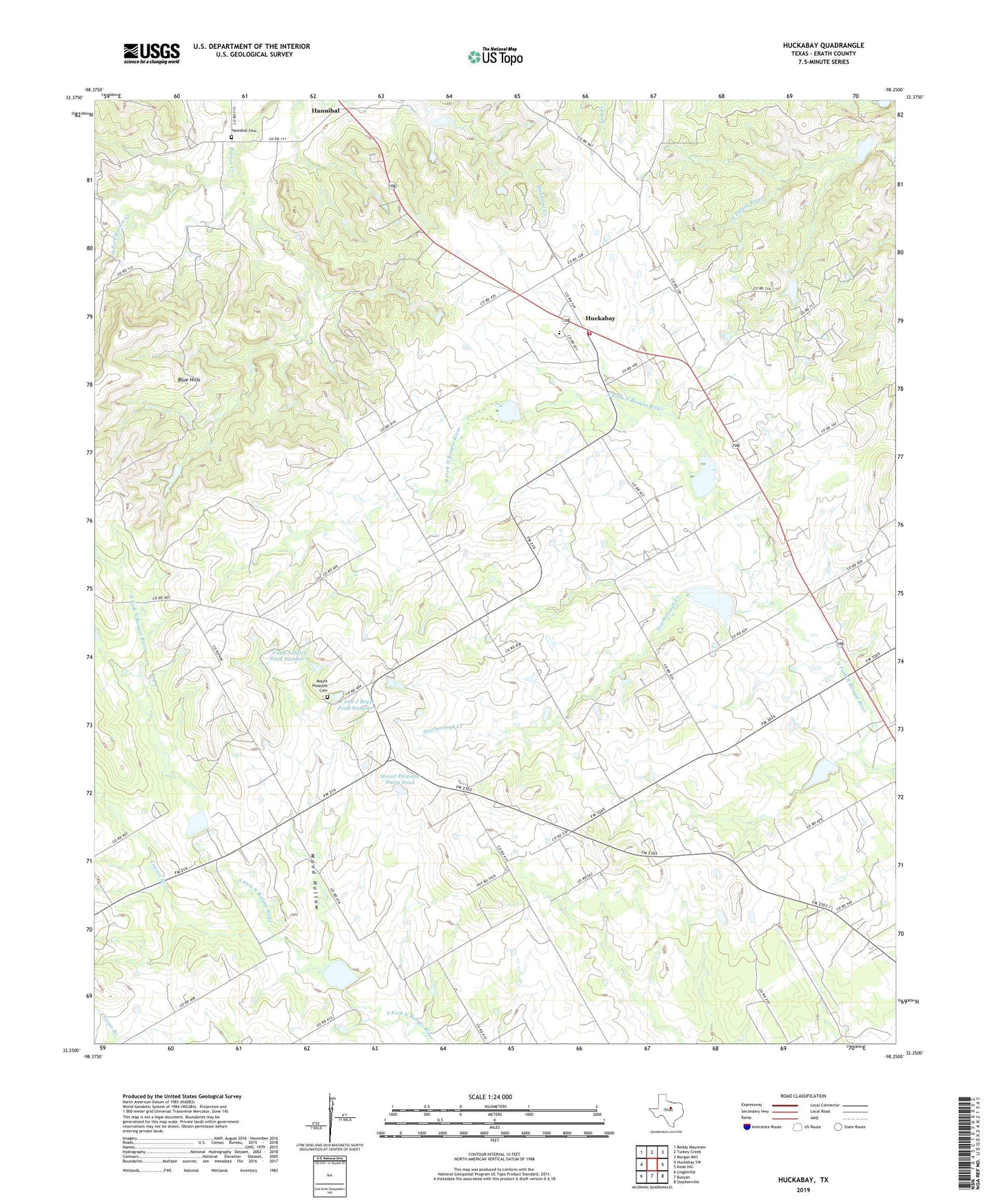 Huckabay Texas US Topo Map Image