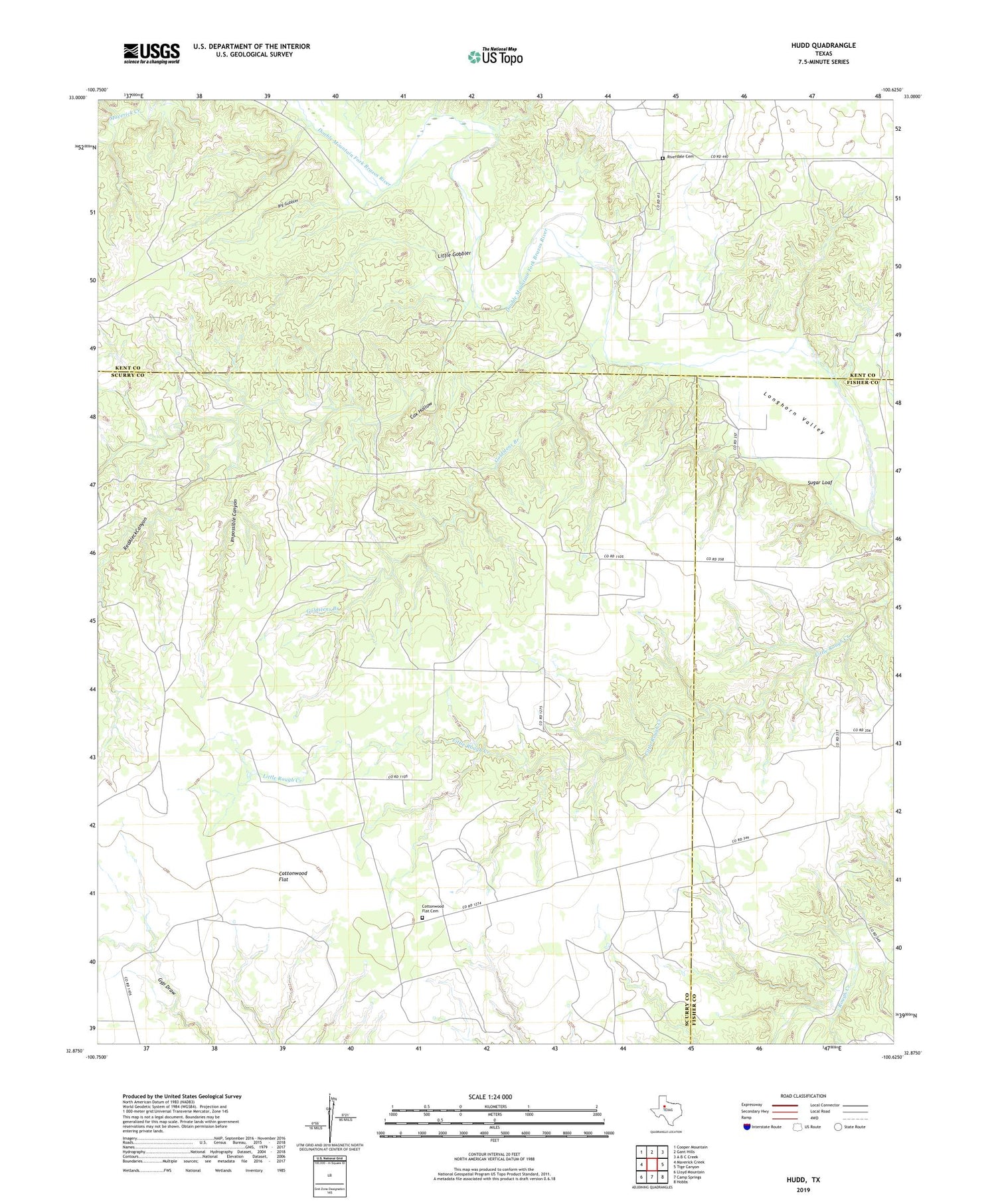 Hudd Texas US Topo Map Image