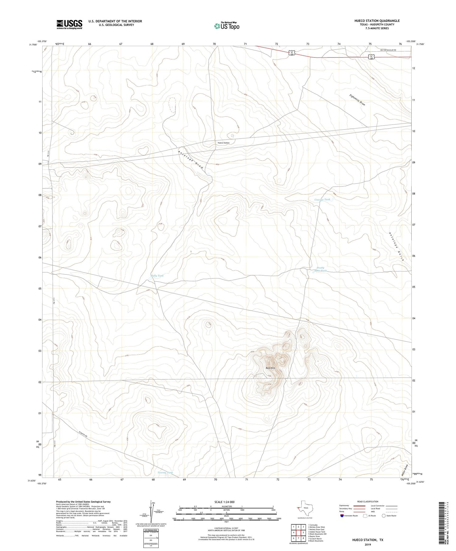Hueco Station Texas US Topo Map Image